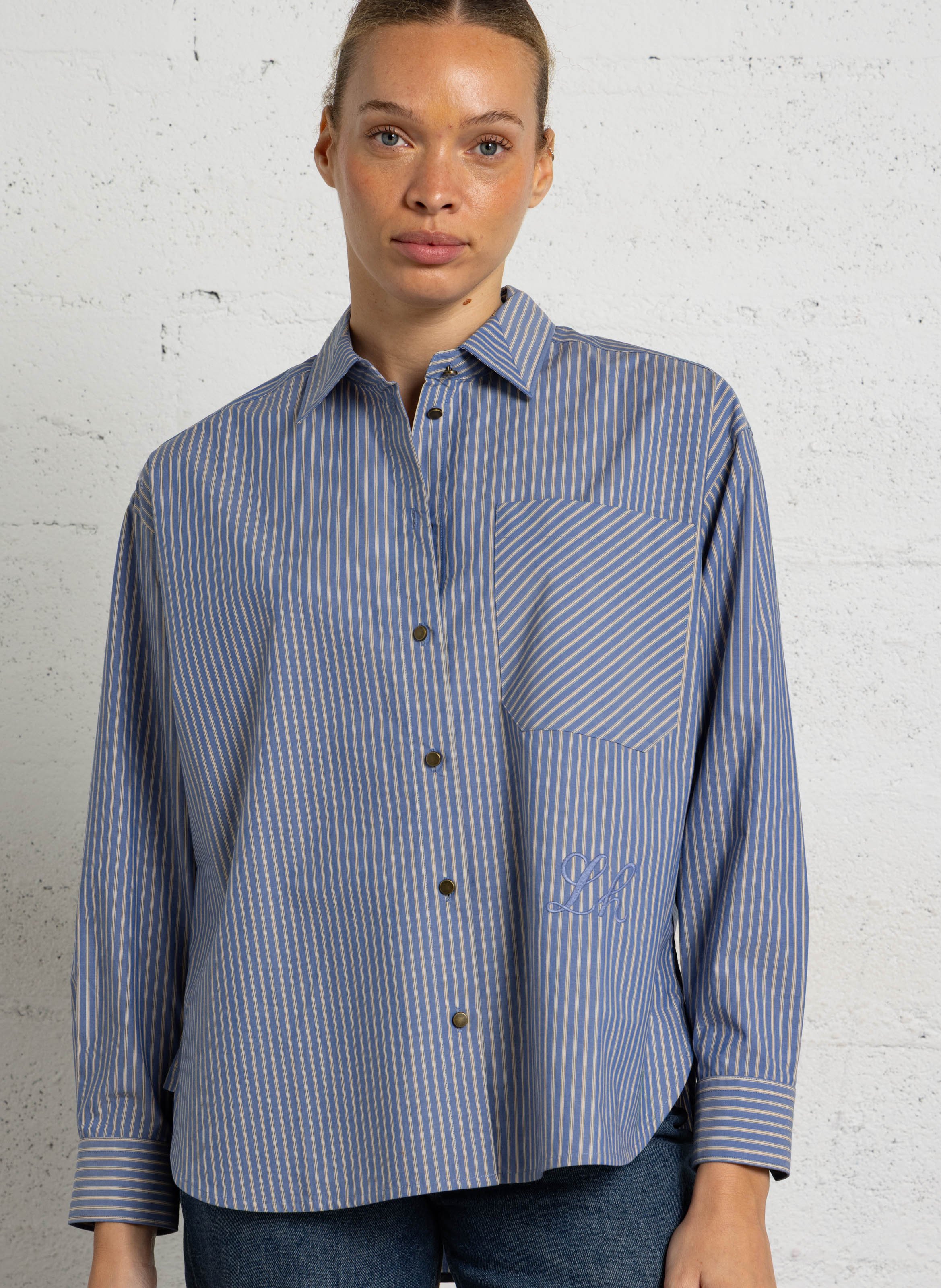 Gestreepte, katoenen blouse LEON & HARPER Blauw