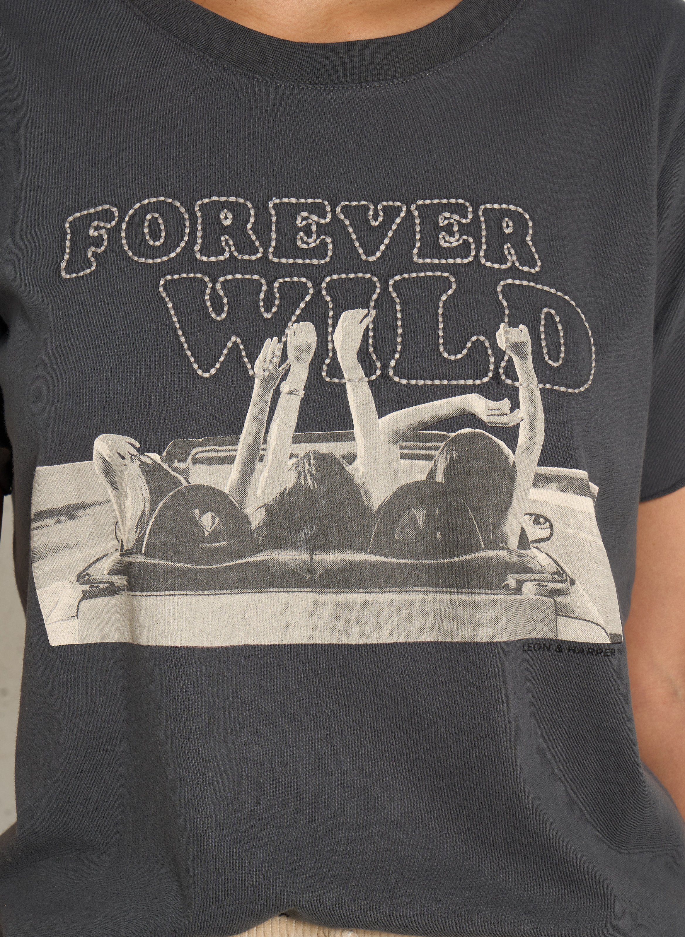 Tee-shirt imprimé en coton bio LEON & HARPER Gris