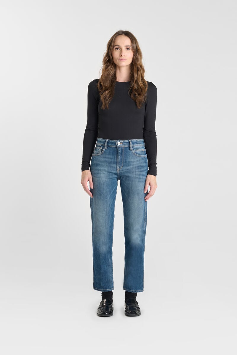 High-waisted straight-leg zip jeans LE TEMPS DES CERISES Blue