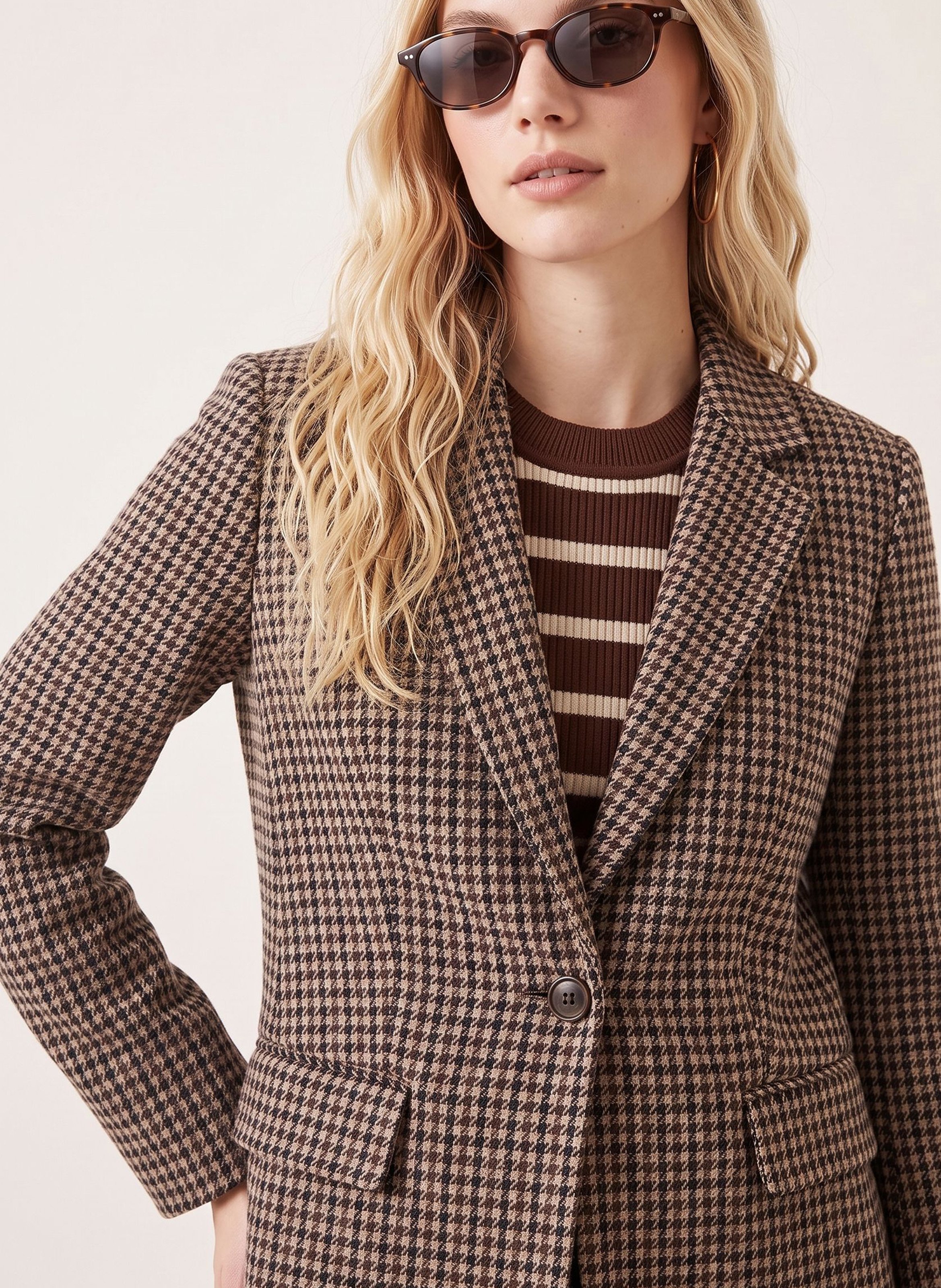 Blazer droit à carreaux KOOKAI Marron