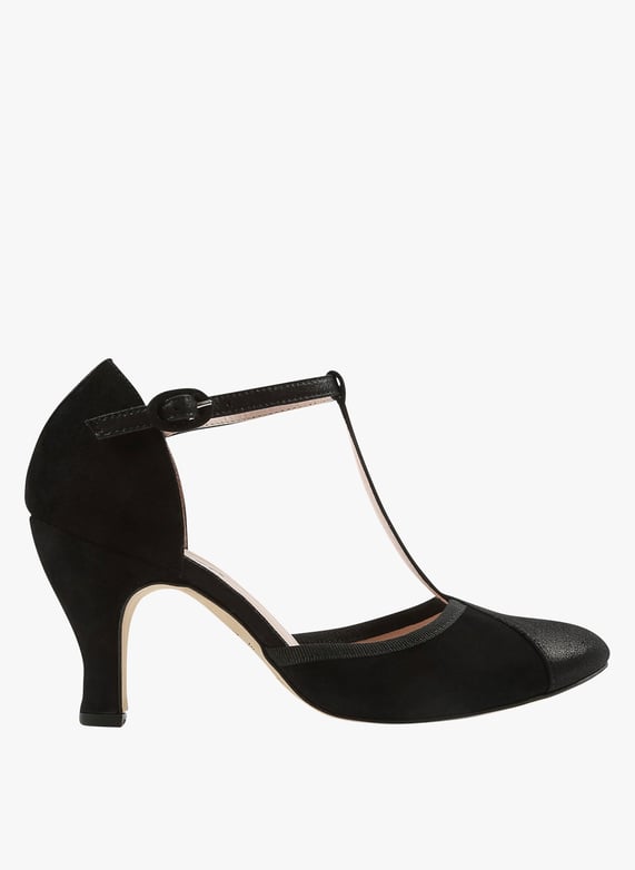 T-Strap in pelle scamosciata con tacco Carbone Repetto Donna