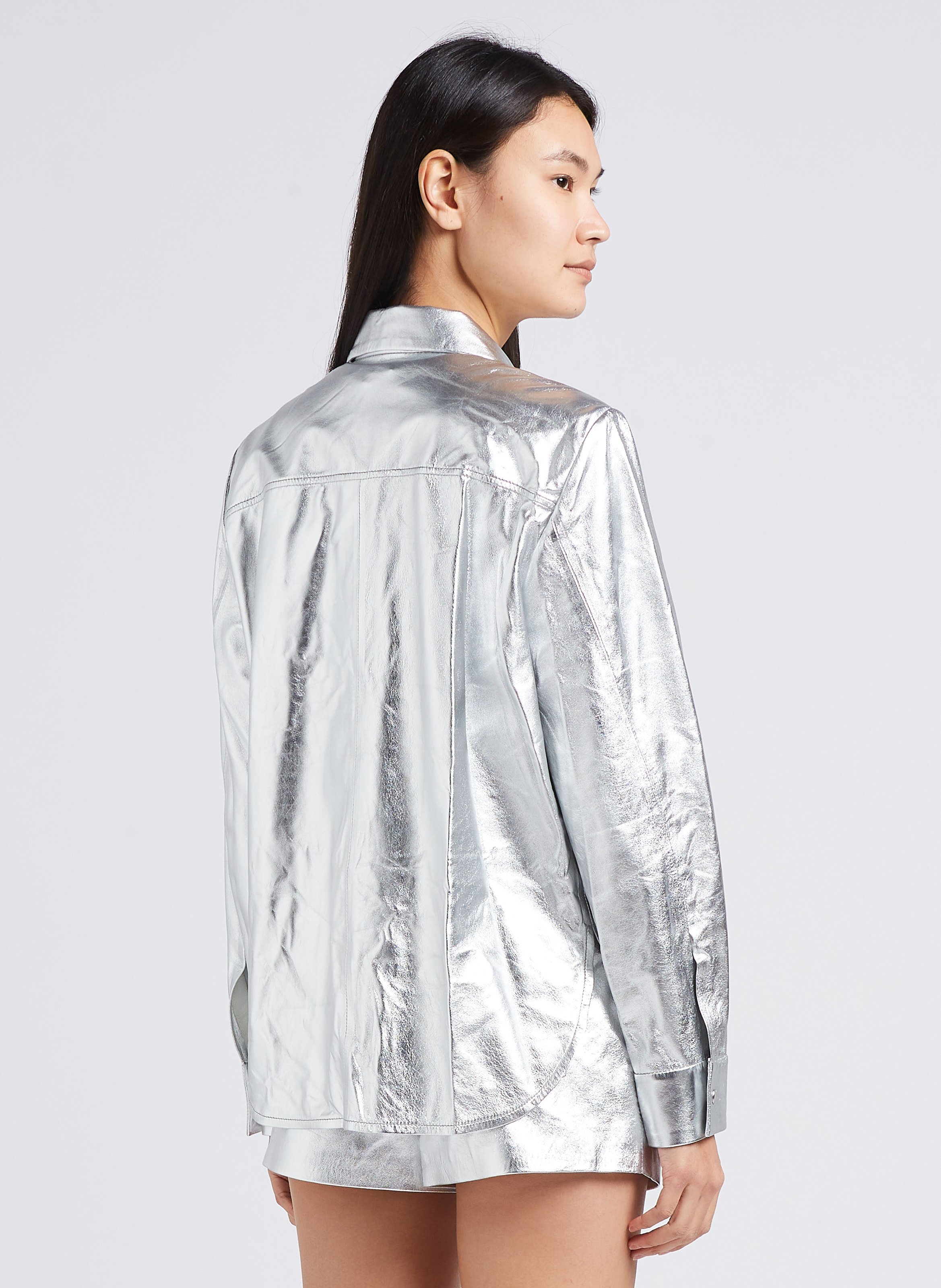 Surchemise droite col classique en cuir IRO Argent