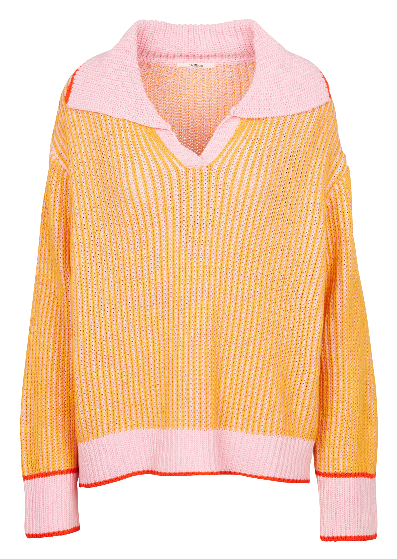 Pull rayé à revers en coton tricoté mélangé DR BLOOM Beige