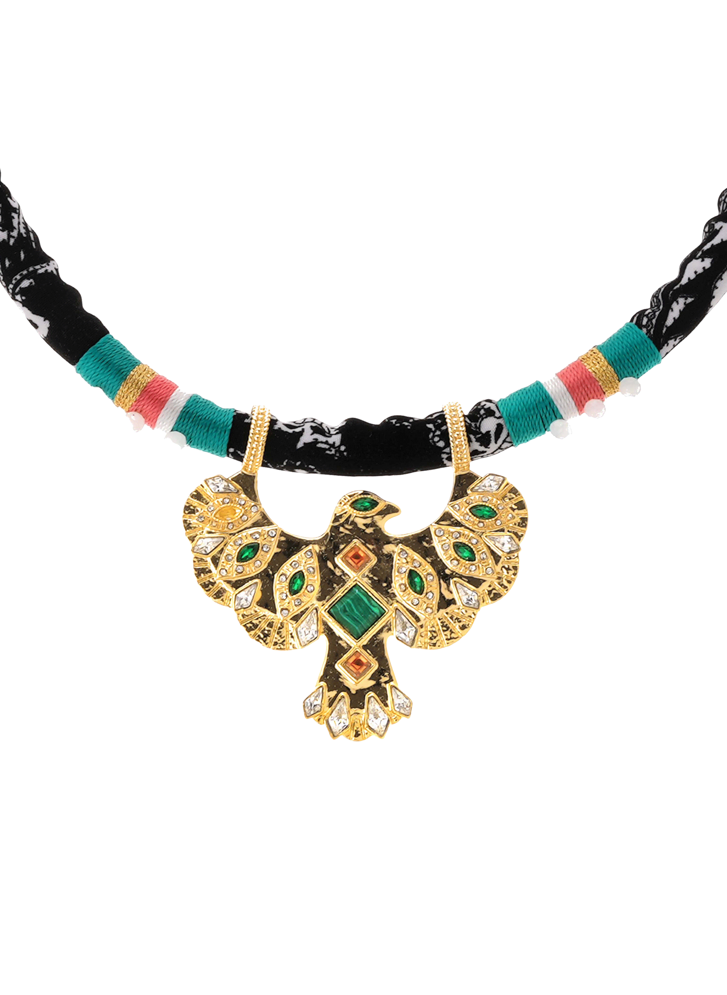 Choker necklace in fabric with central pendant HIPANEMA Golden