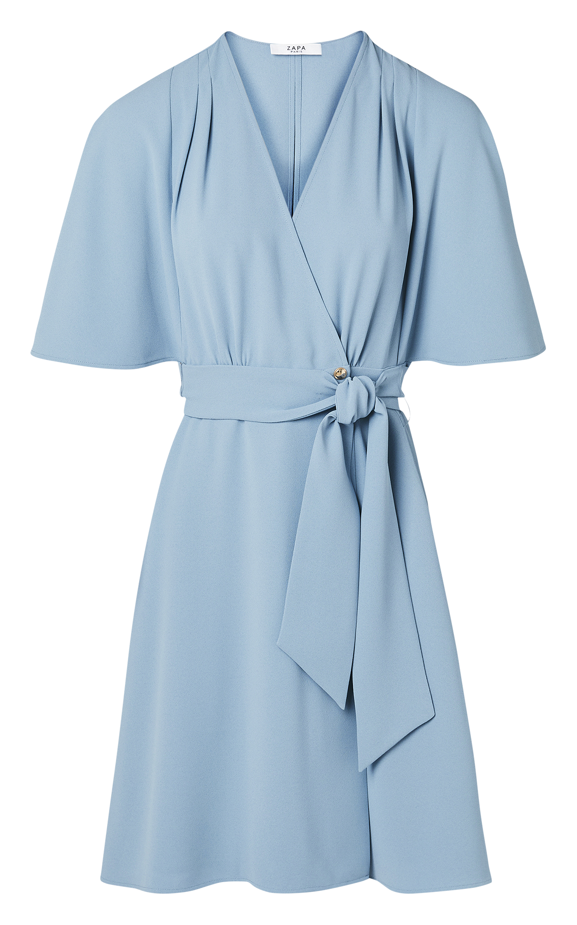 Jerome Dreyfuss Caroll Robe Midi Dress With V-neck In Linen Marine