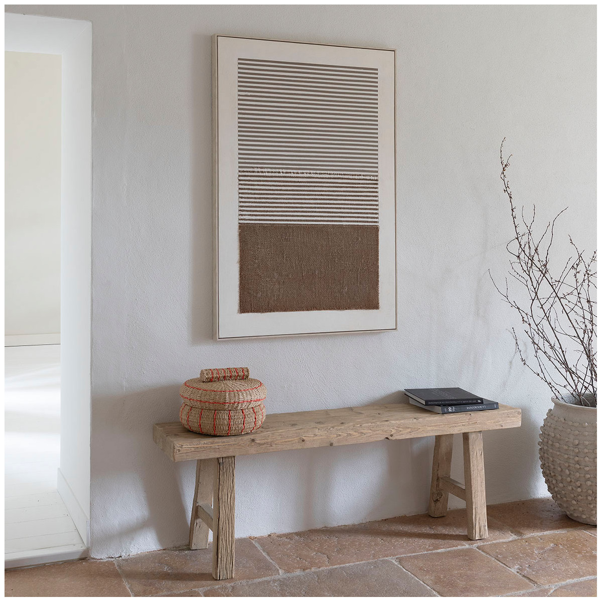 Recycled Elm Wood Bench - Natural BLANC D'IVOIRE Beige