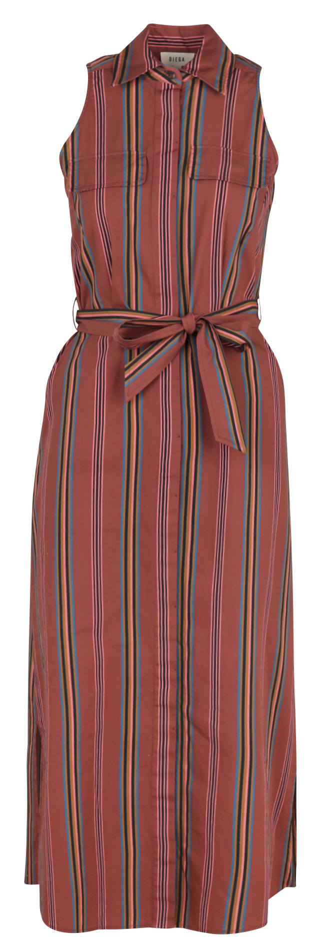 Robe midi col chemise à rayures en coton DIEGA Violet