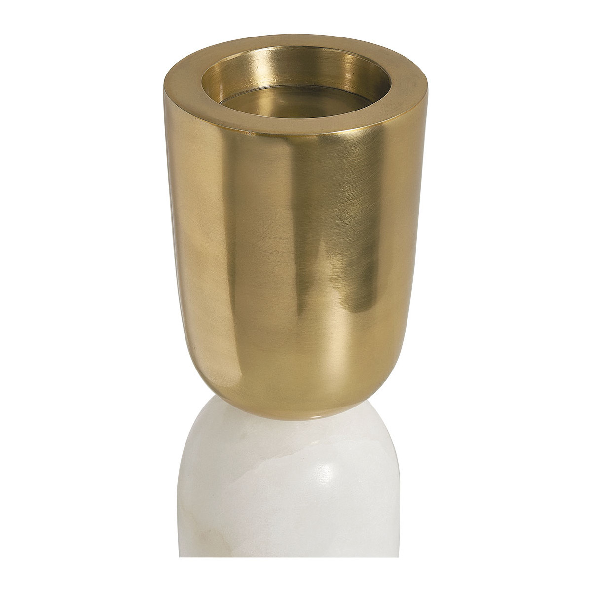 Photophore en marbre et métal BLANC D'IVOIRE Doré