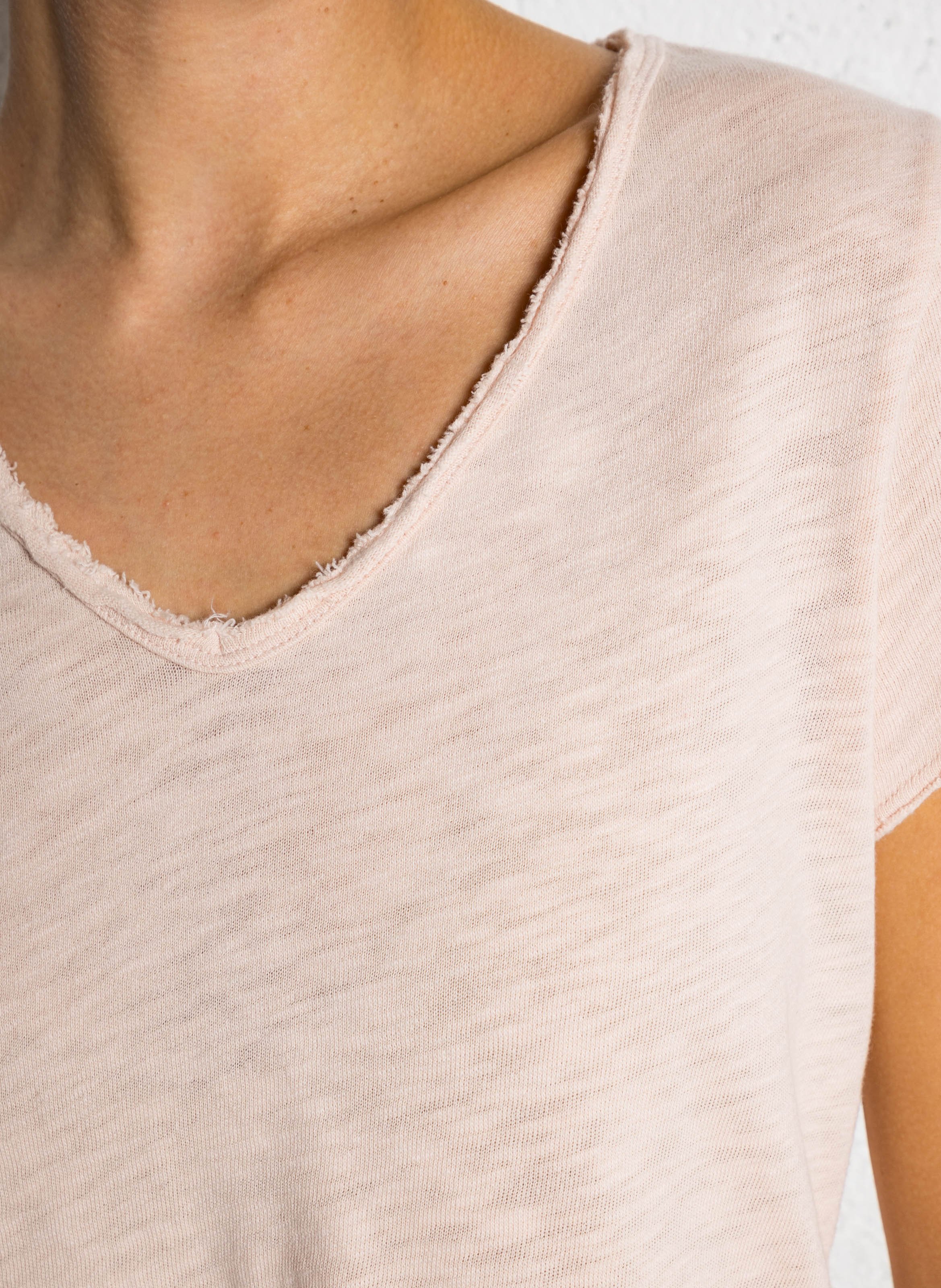 Recht, katoenen T-shirt met V-hals AMERICAN VINTAGE Beige