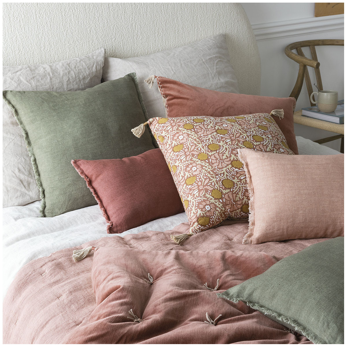 Housse de coussin BLANC D'IVOIRE Rose