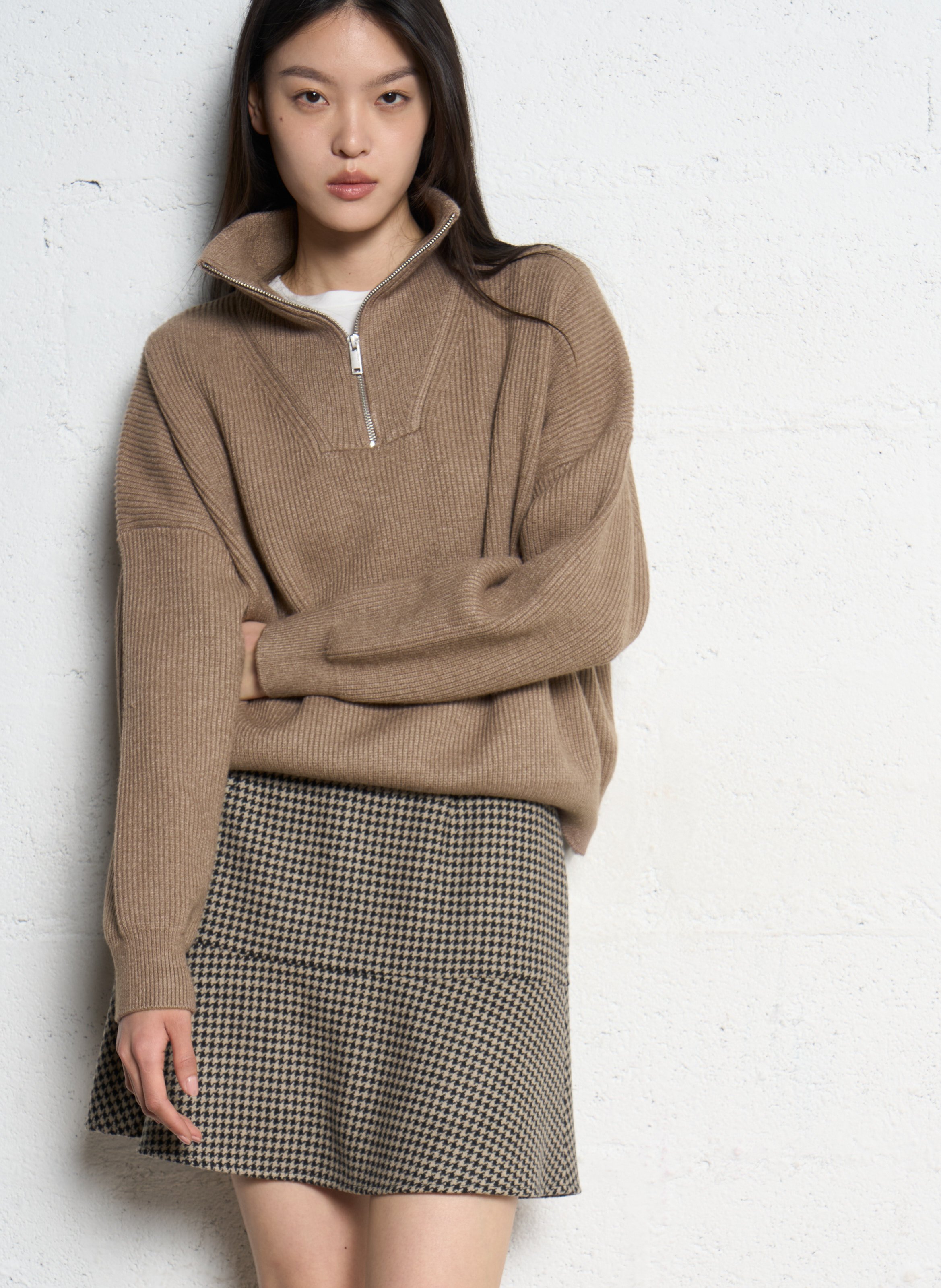 Ruime coltrui met rits in gebreide stof IKKS Beige