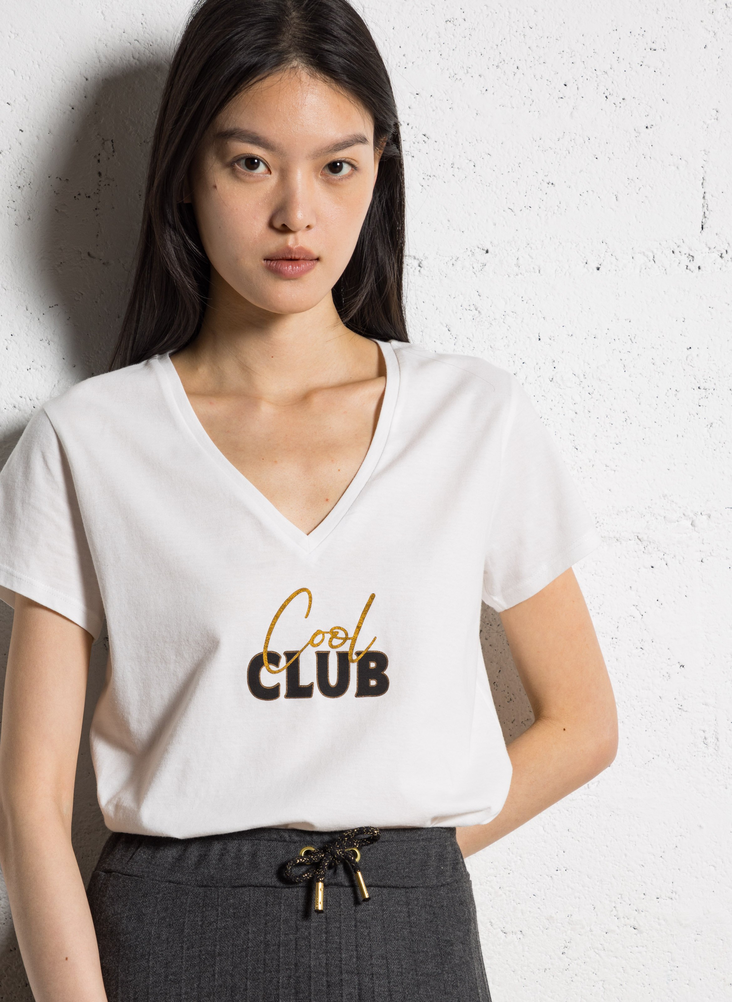 Tee-shirt droit sérigraphié en coton I CODE Blanc