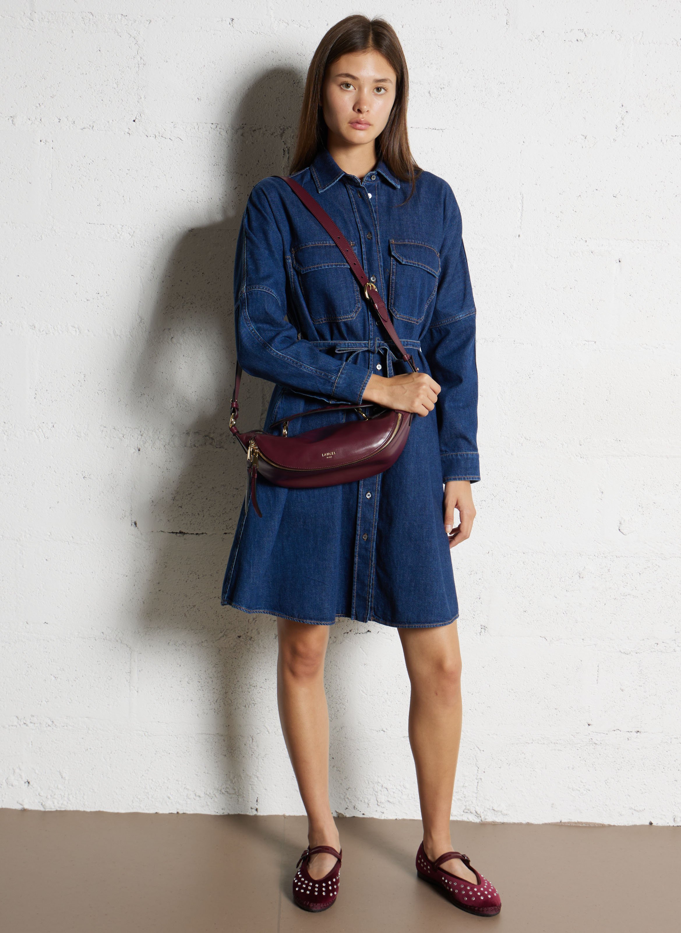 Sac bandoulière en cuir LANCEL Prune