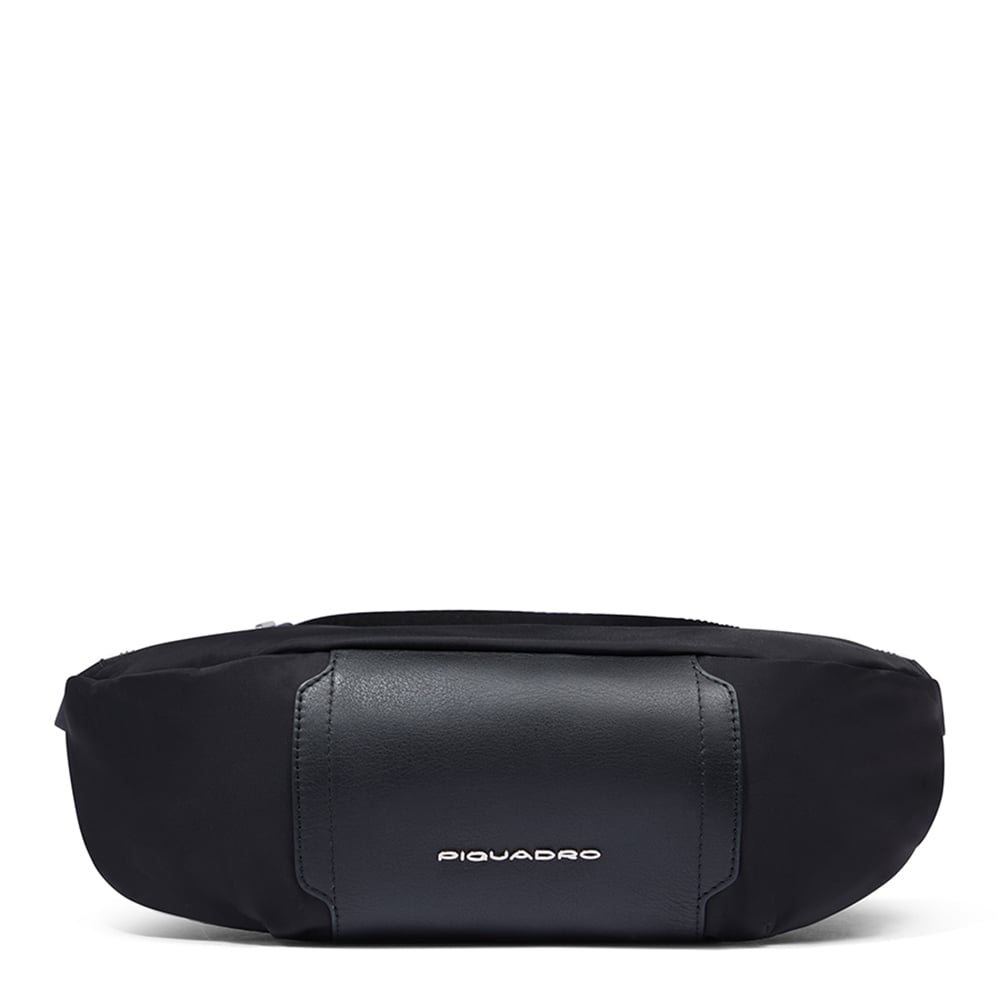 Sac banane pour femme en tissu recyclé et cuir PIQUADRO Black