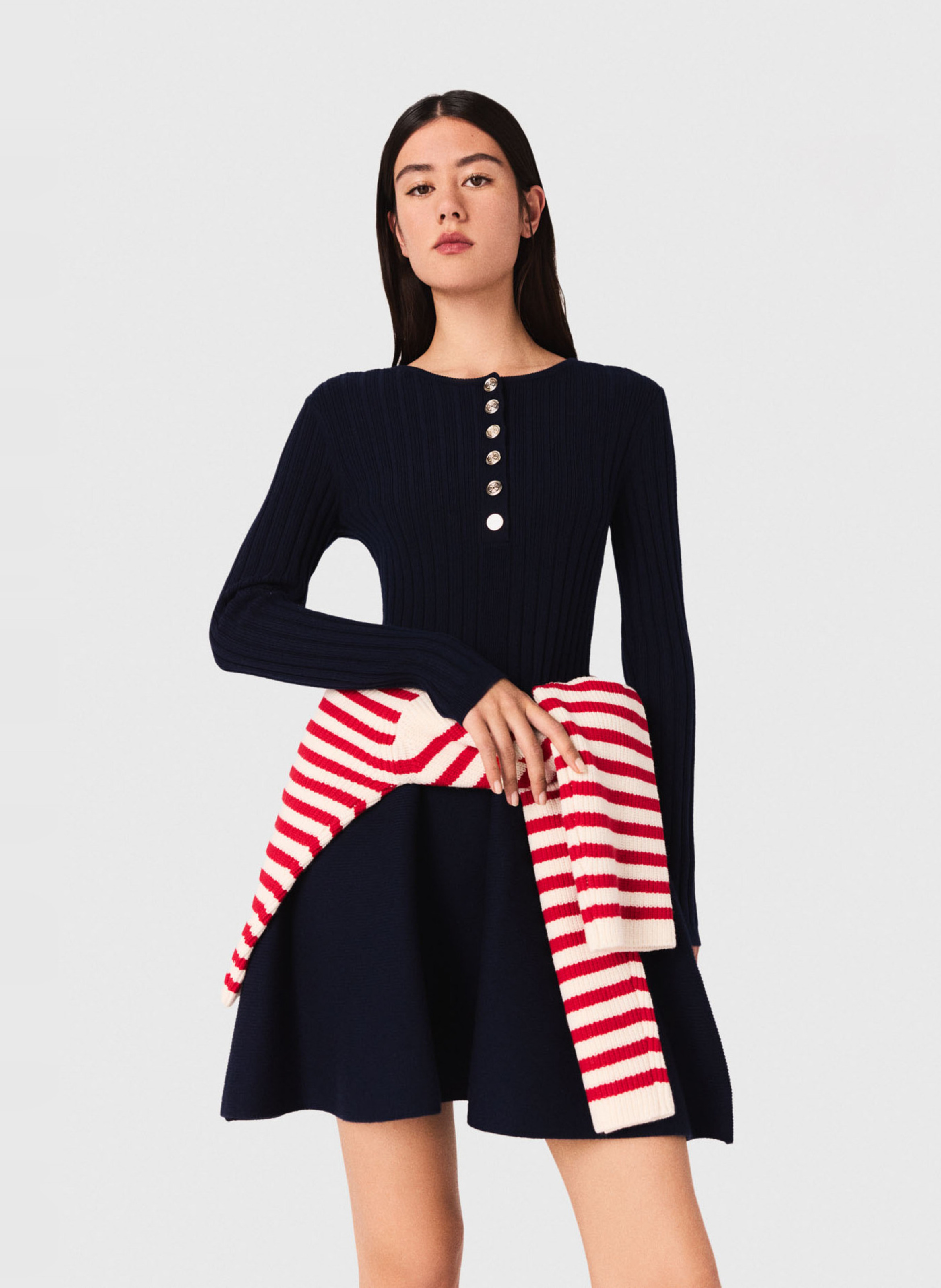 Short dress with round collar and buttons MAJE Blue