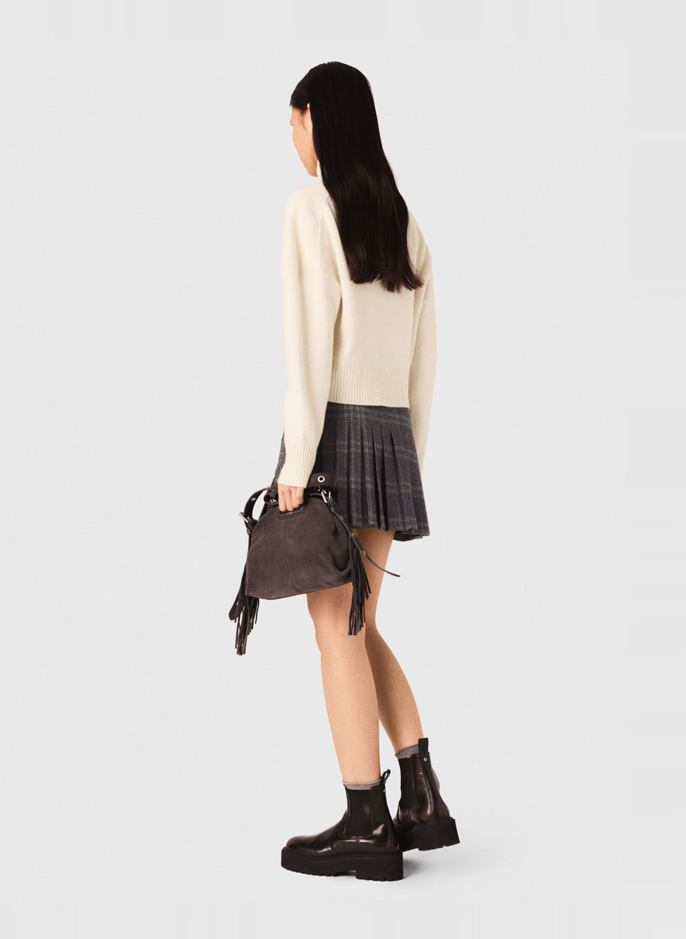 Pull court ample uni en cachemire mélangé MAJE Beige