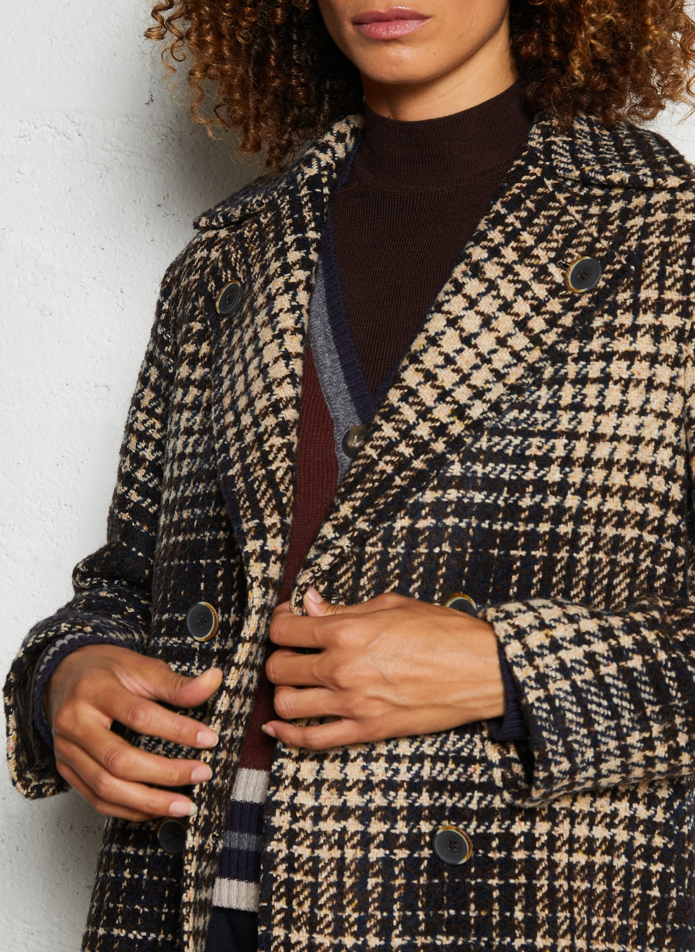 Manteau col tailleur en laine mélangée DIEGA Beige