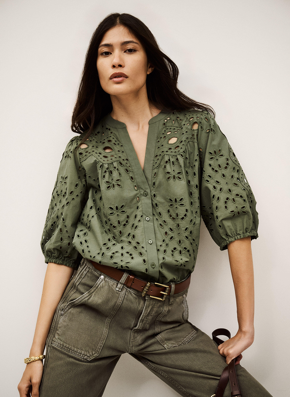 Recht, katoenen overhemd met borduursel  BA&SH