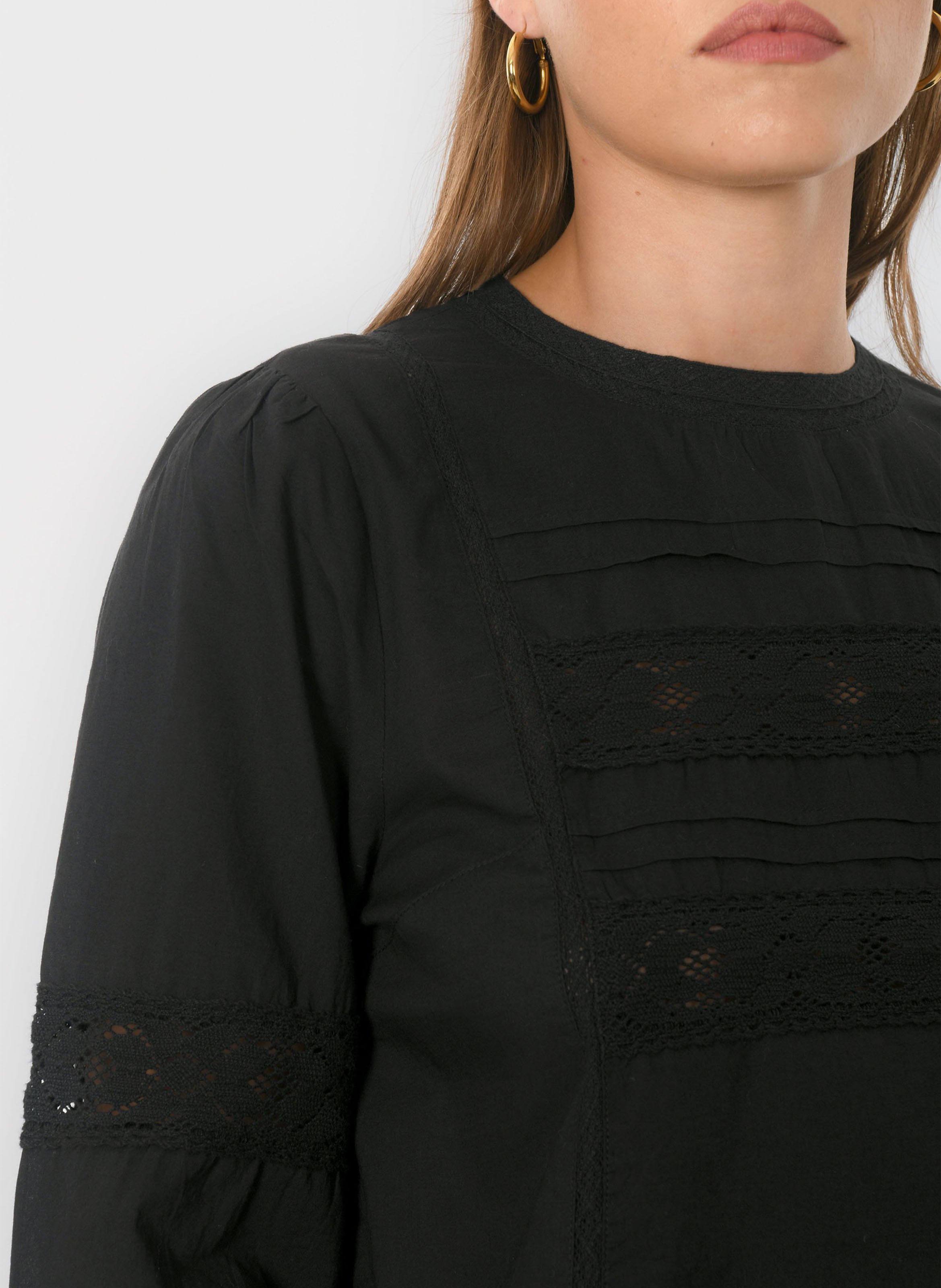 Rechte blouse met ronde hals van katoen KOOKAI Zwart