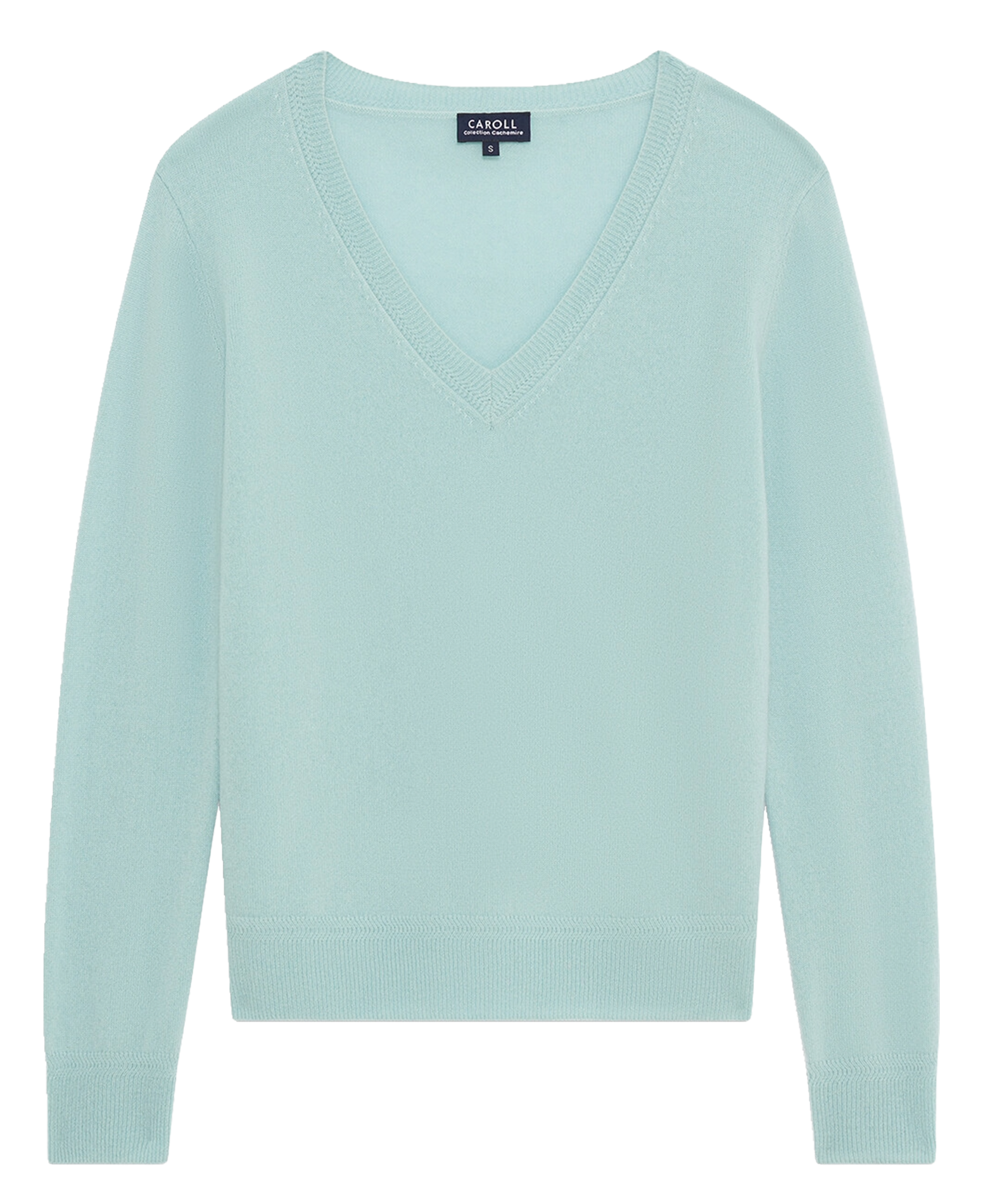 Pull cintré col V en cachemire CAROLL Bleu