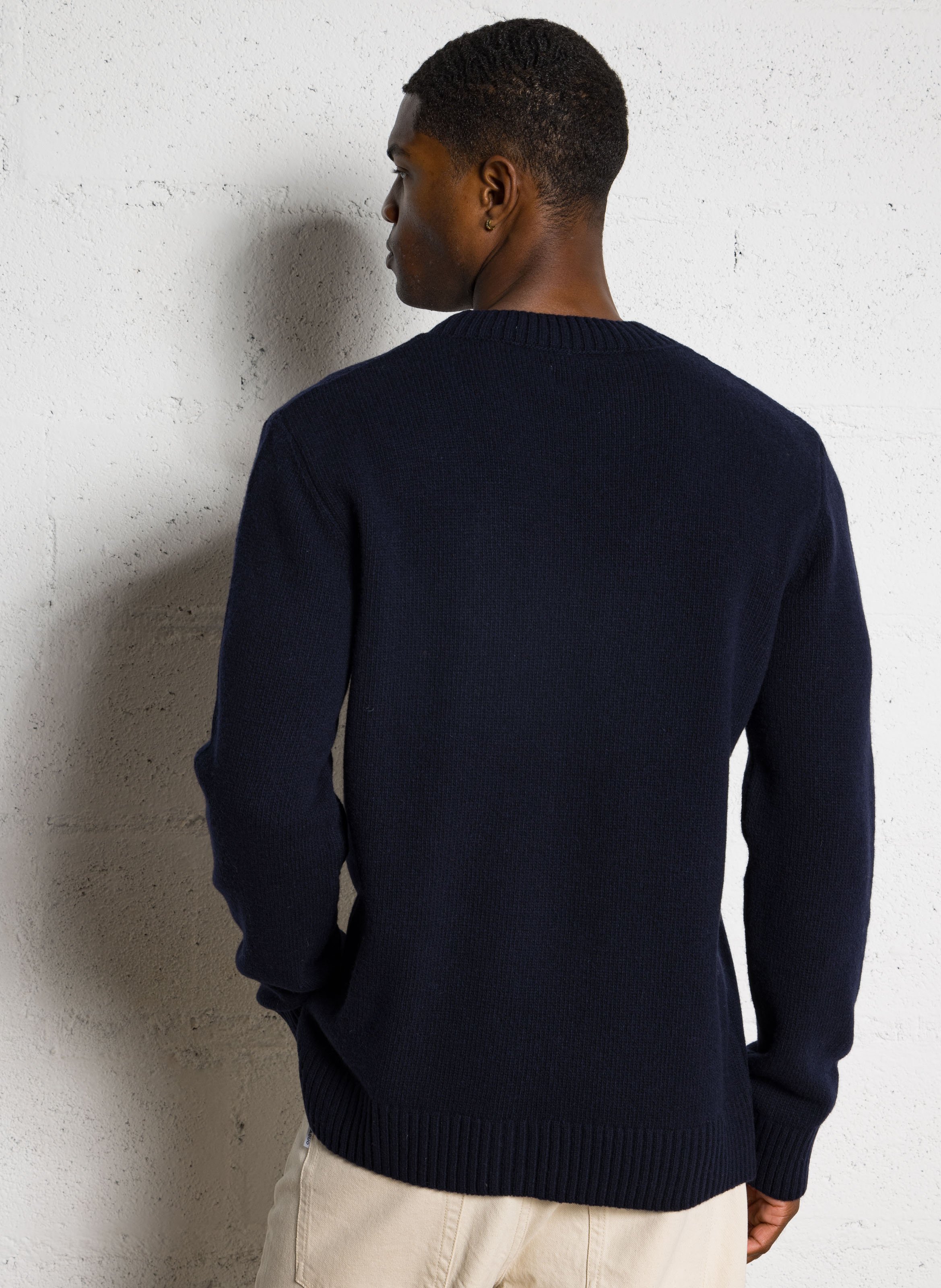 Round-neck wool-blend straight-cut sweater AU PRINTEMPS PARIS Blue