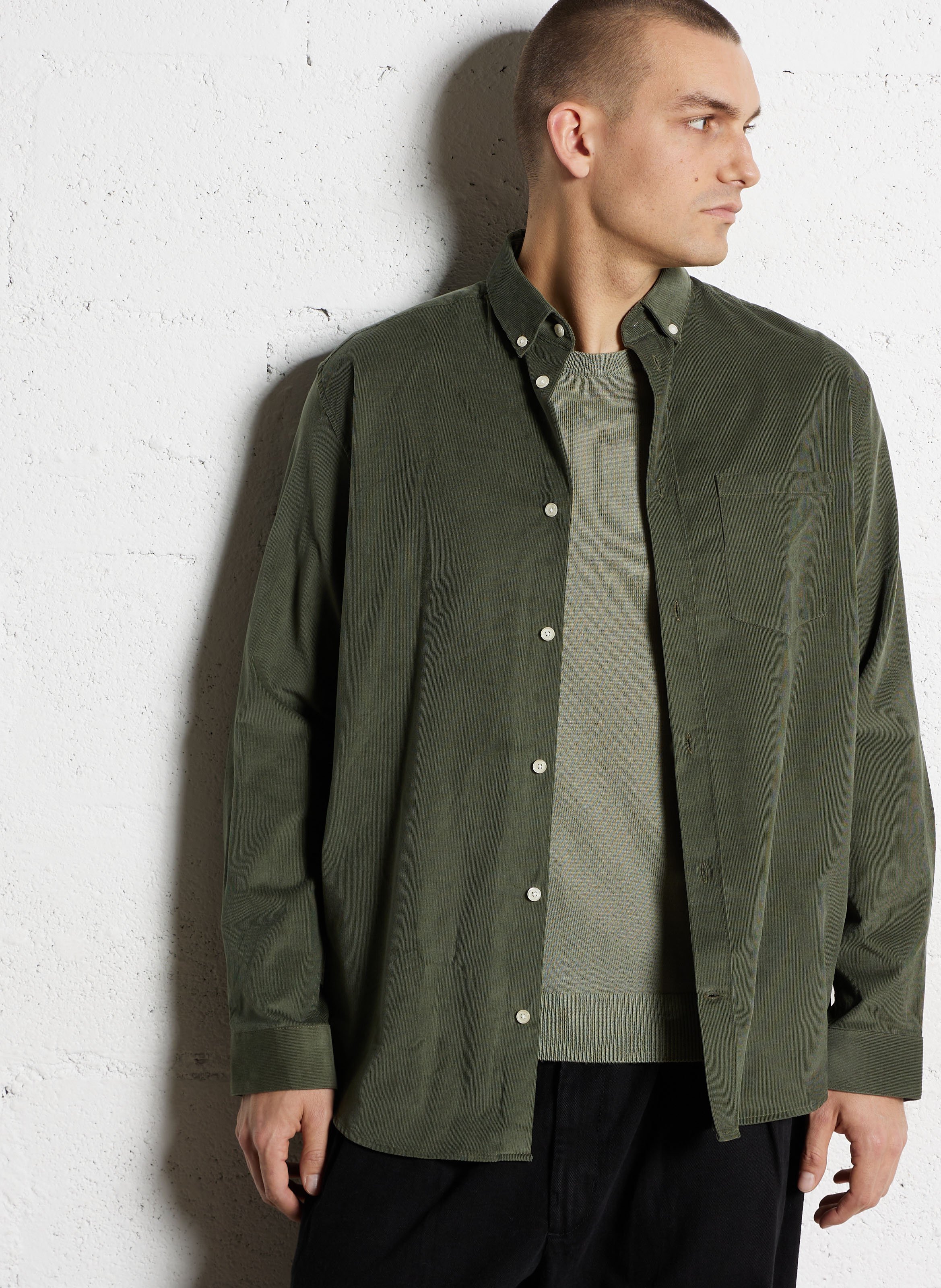 Straight ribbed cotton shirt AU PRINTEMPS PARIS