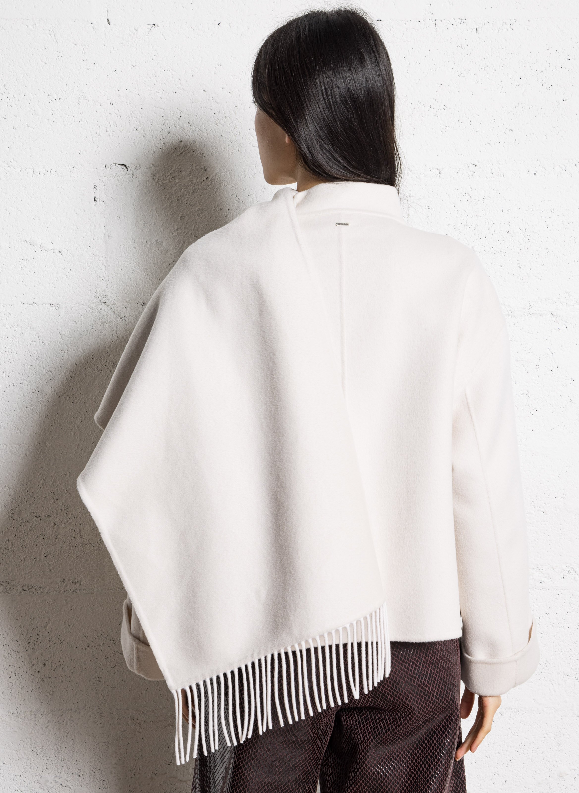 Veste droite avec écharpe IKKS Blanc