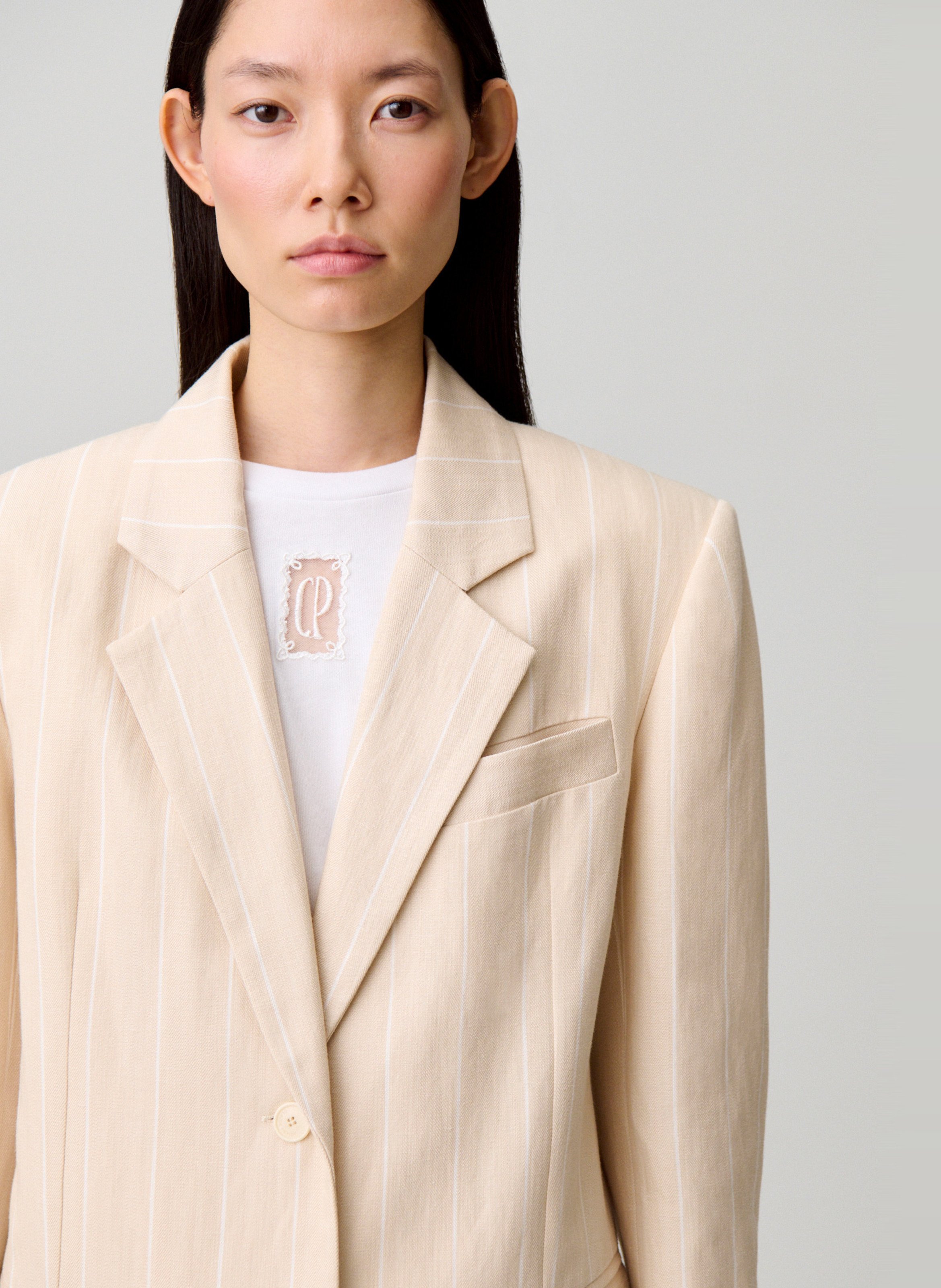 Veste col tailleur CLAUDIE PIERLOT Beige