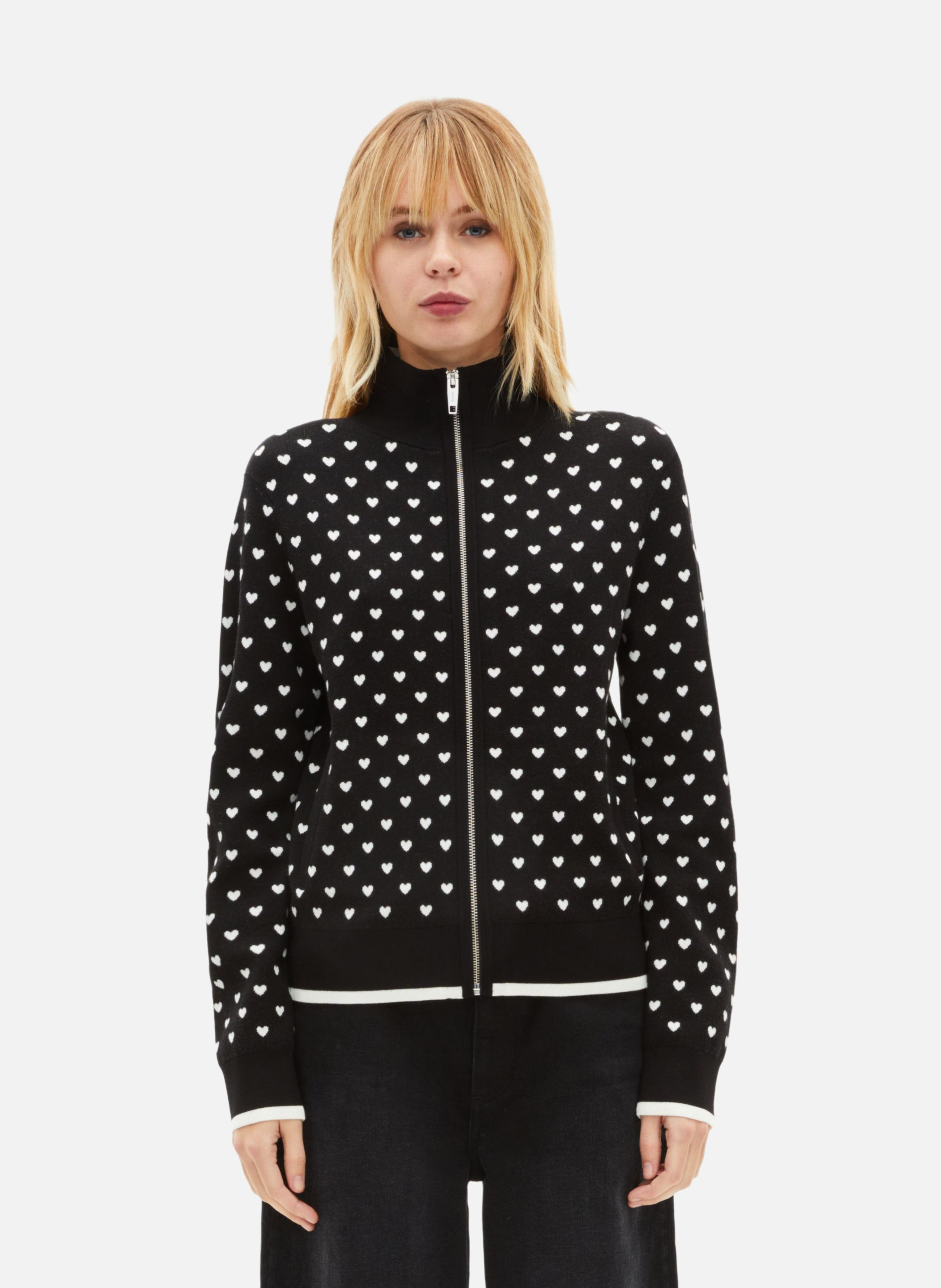 Cardigan zippé imprimé cœurs THE KOOPLES Noir