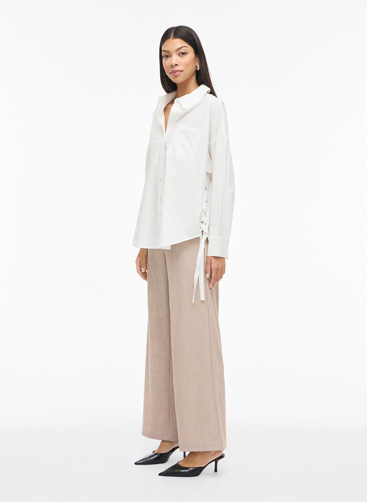 Chemise col classique en coton VILA Beige