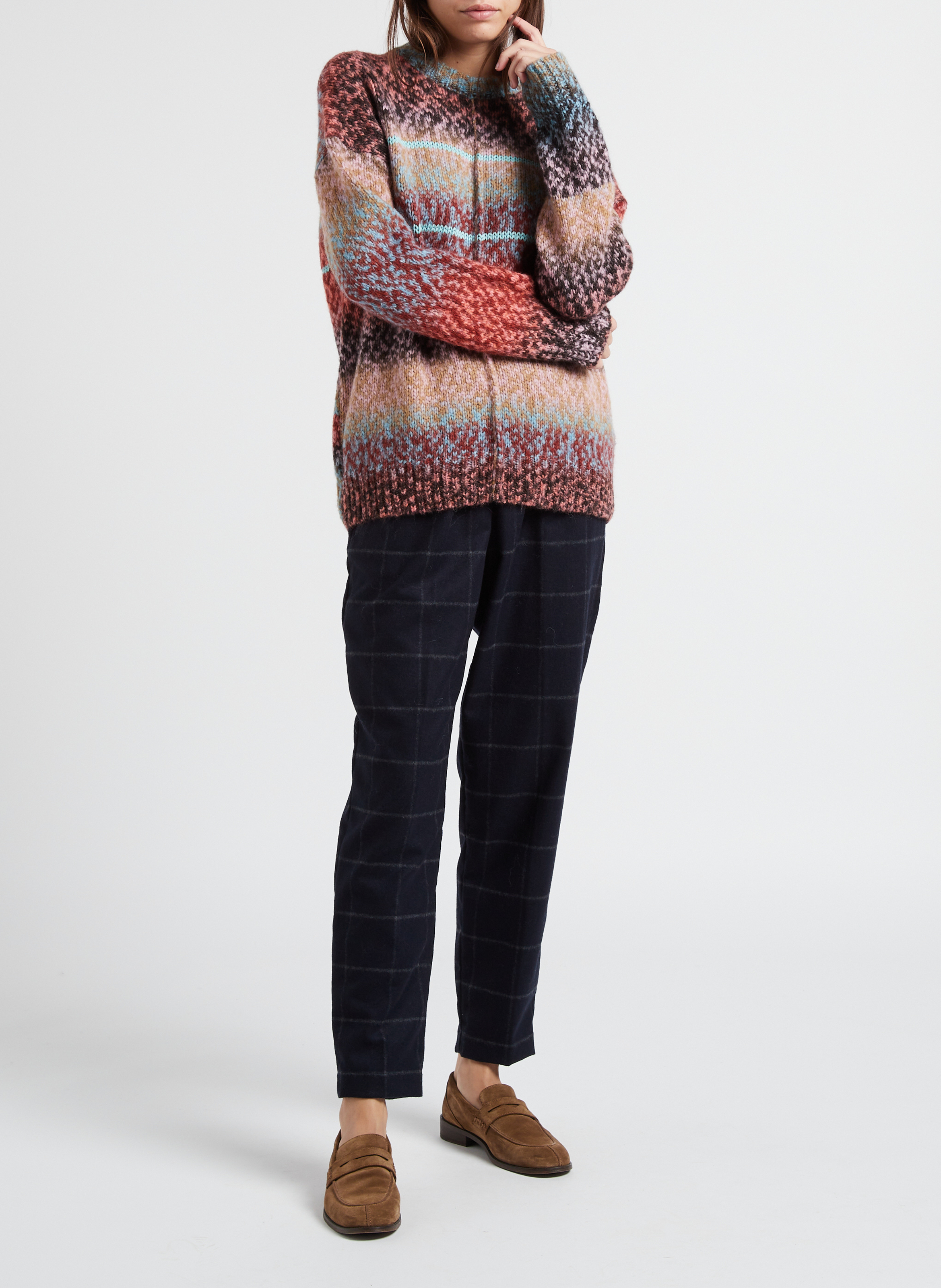 Wool-blend carrot pants POMANDERE Blue