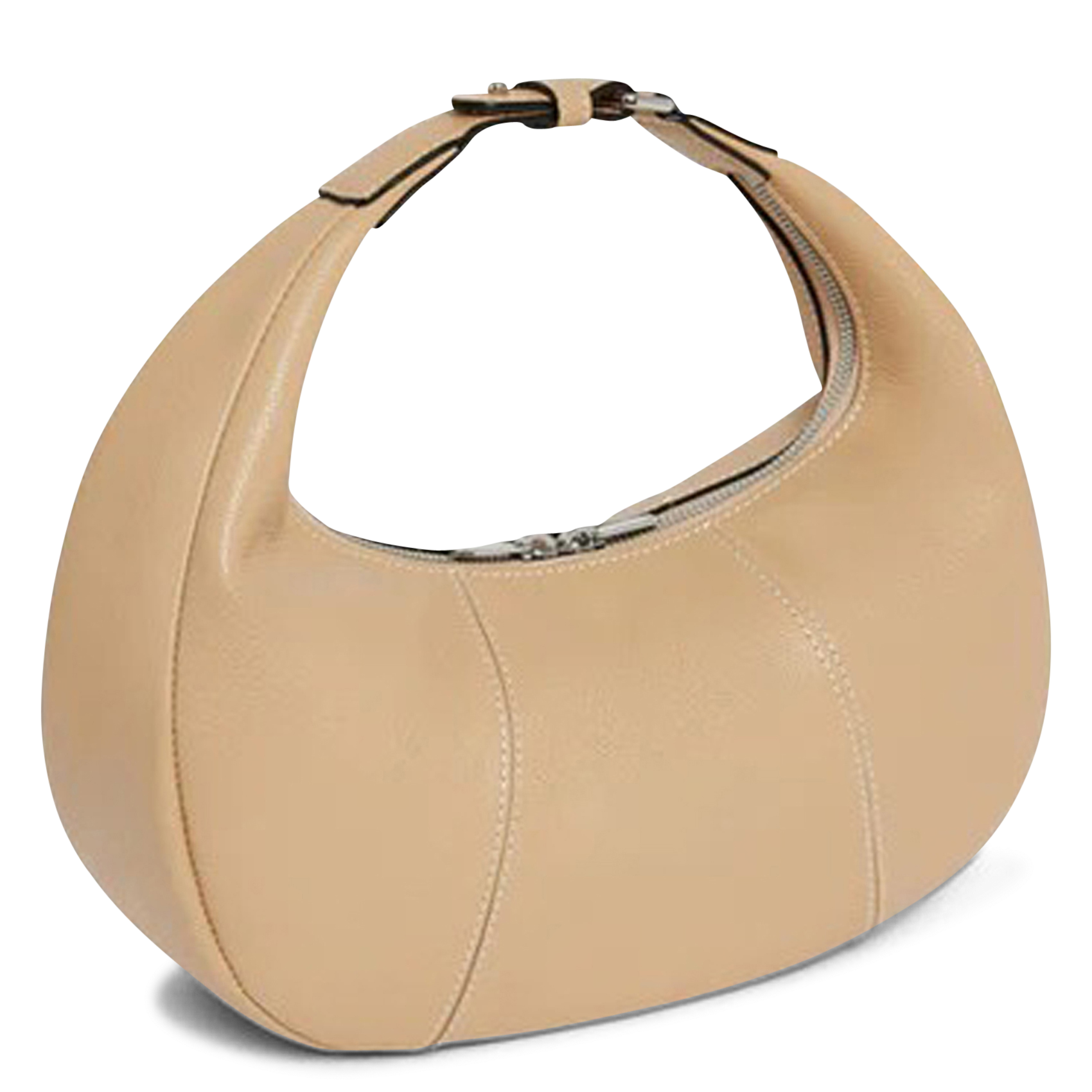 Small zippered hobo bag in grained leather LE TANNEUR Beige