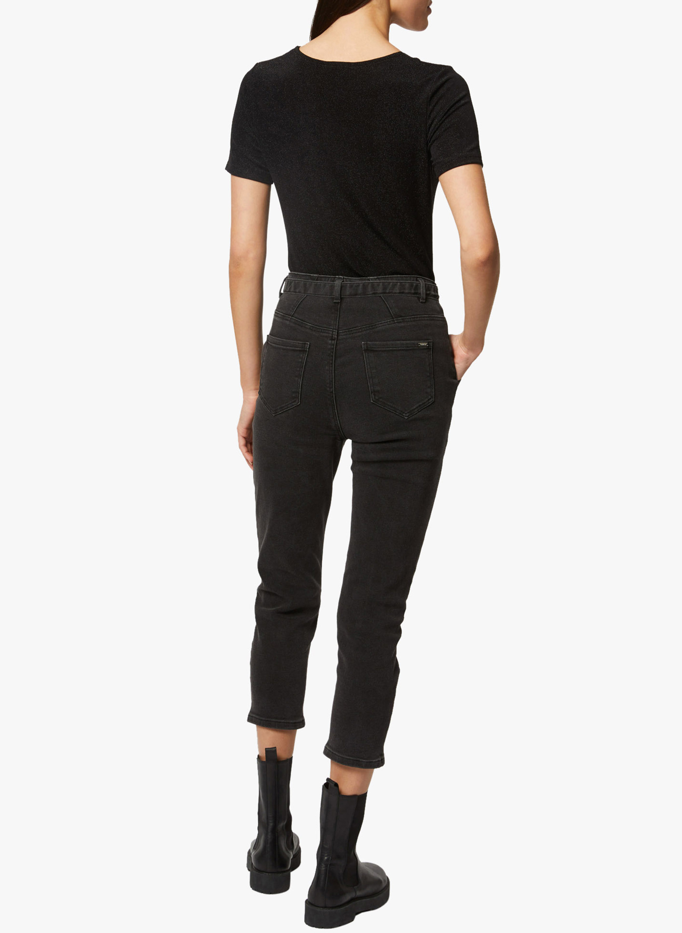 Glanzend T-shirt met V-hals MORGAN Zwart