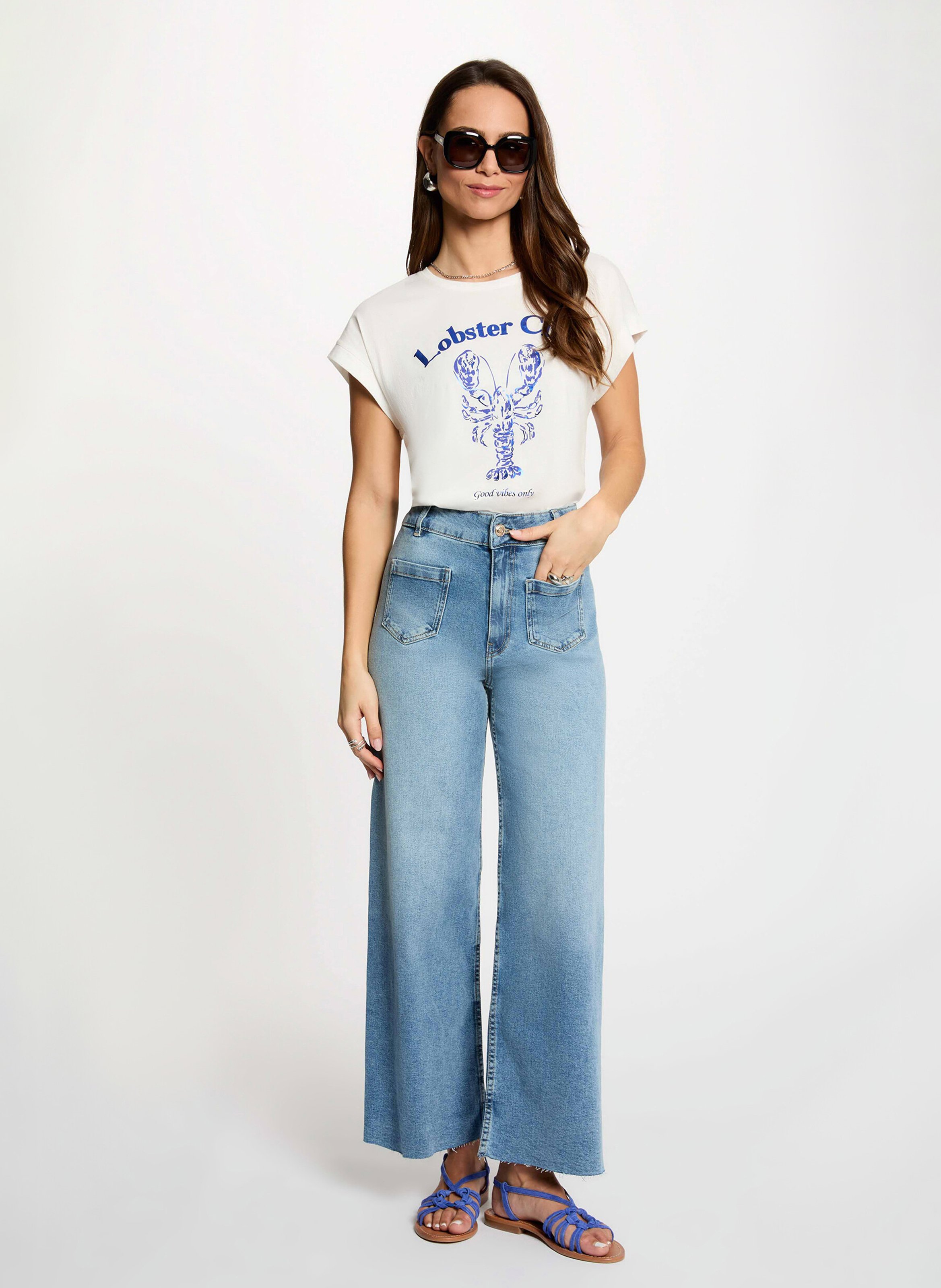 Jean large délavé MORGAN Bleu