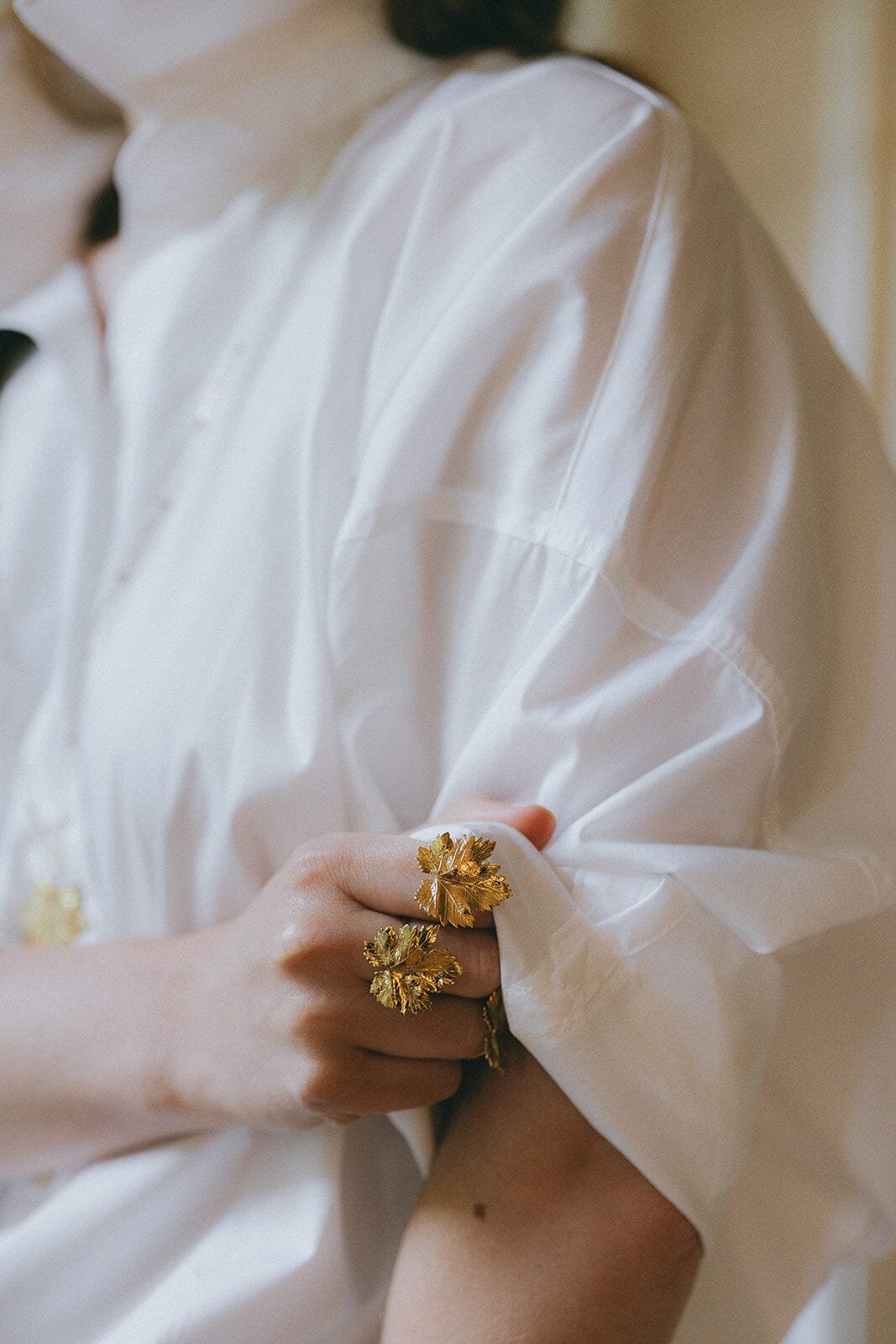Maxi gold leaf ring in fine gold MONSIEUR SIMONE Silver