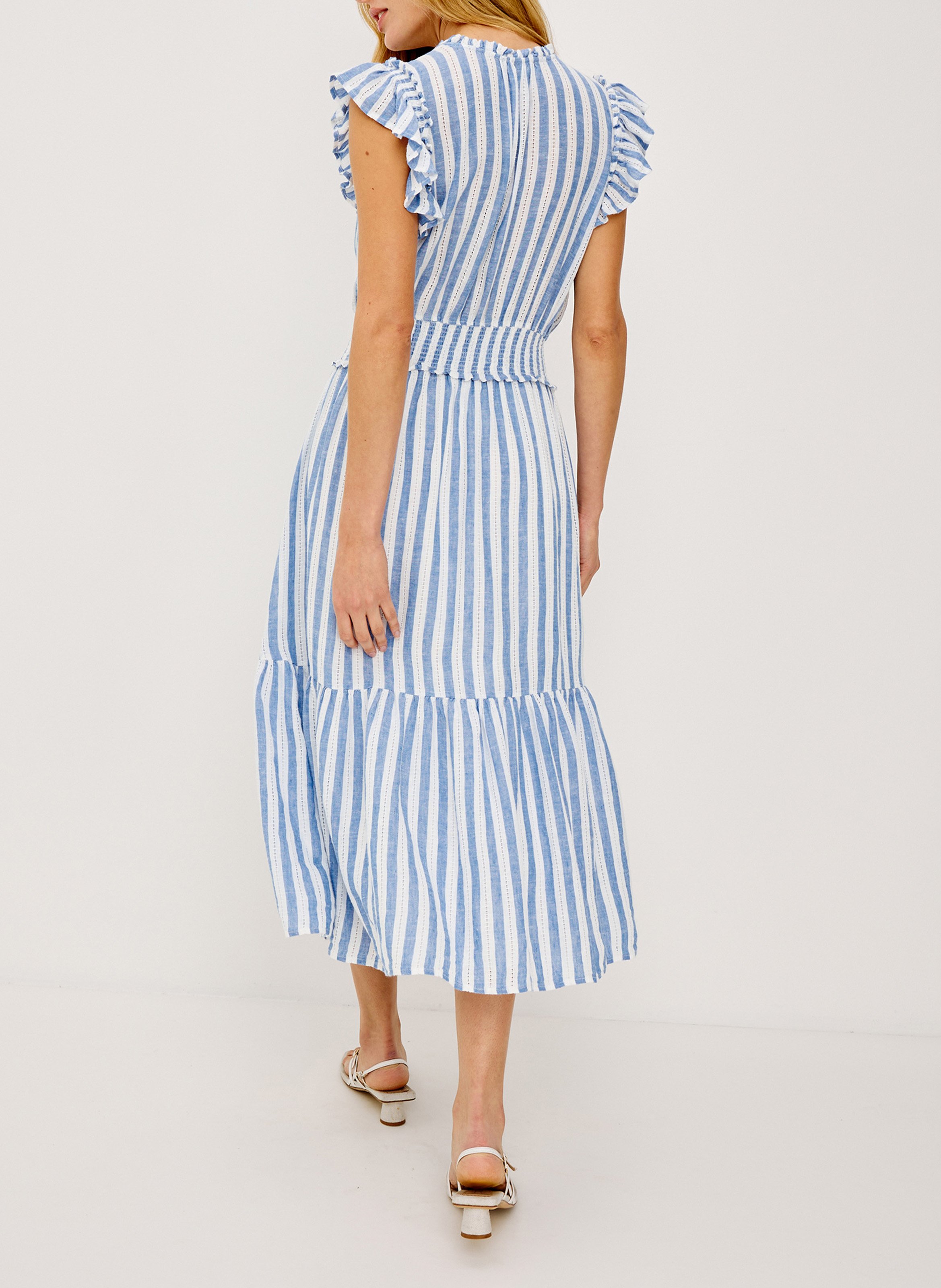 Midi dress with Tunisian collar in blended linen RAILS Multicolored