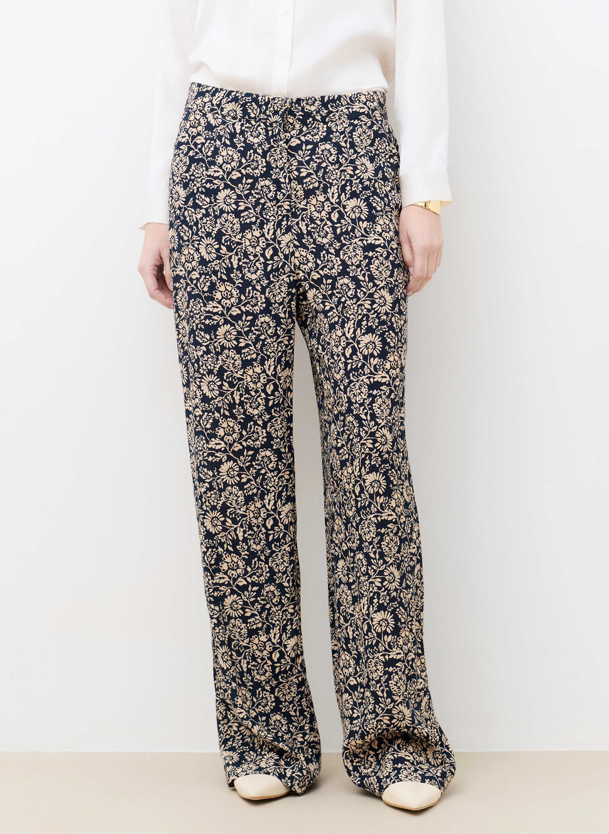 Pantalon large imprimé CAROLL Bleu