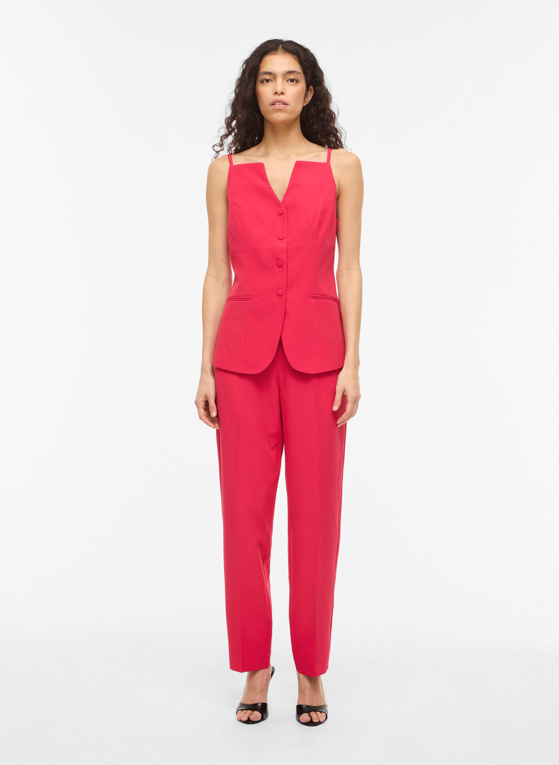 High-waisted carrot-cut trousers VILA Pink