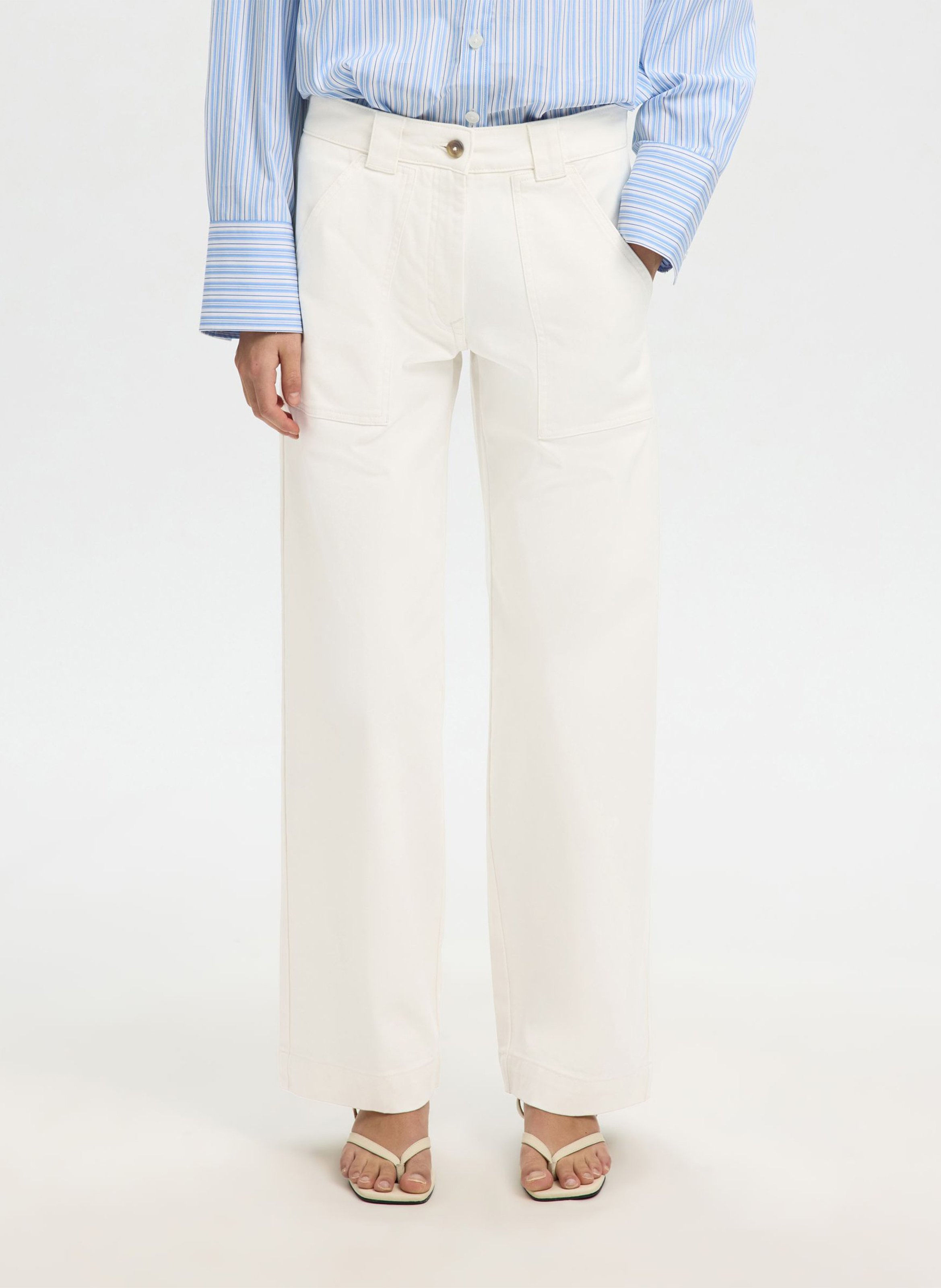 Weite Hose aus Bio-Baumwolle SELECTED Beige