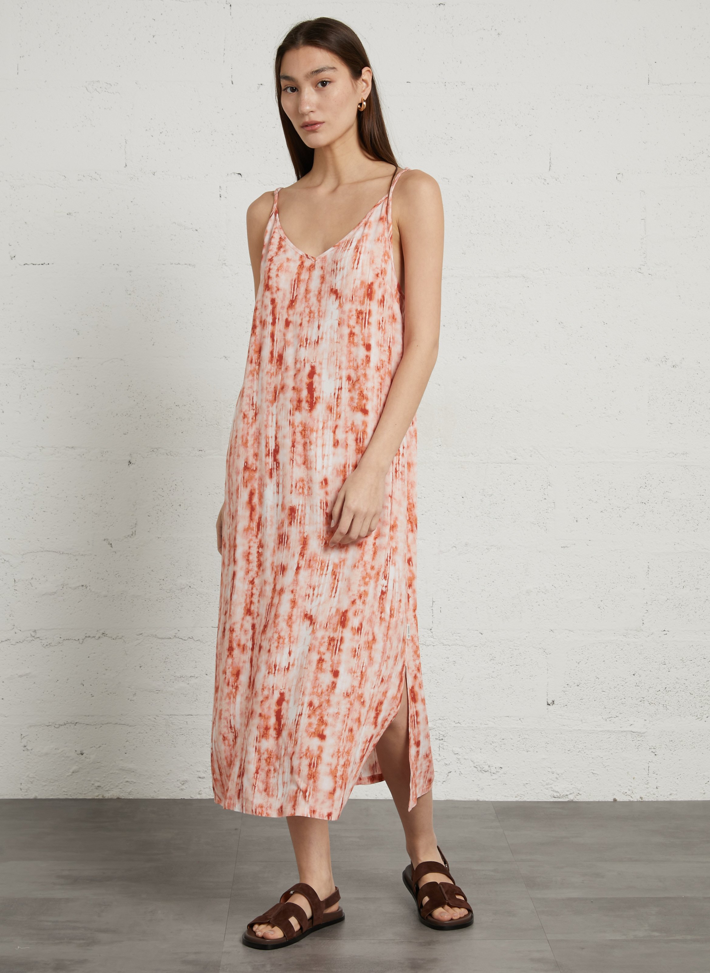 Robe midi imprimée col rond LE TEMPS DES CERISES Rose