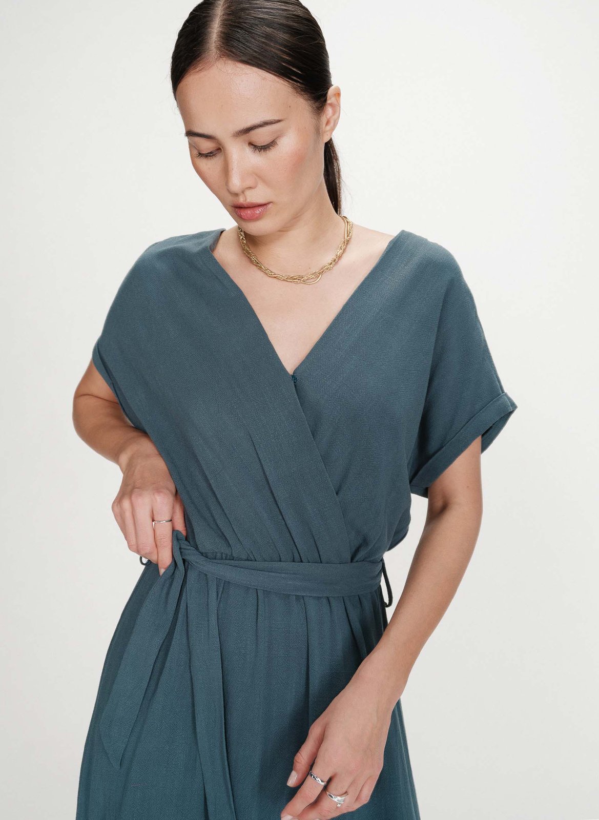 Robe longue col V GRACE ET MILA Vert