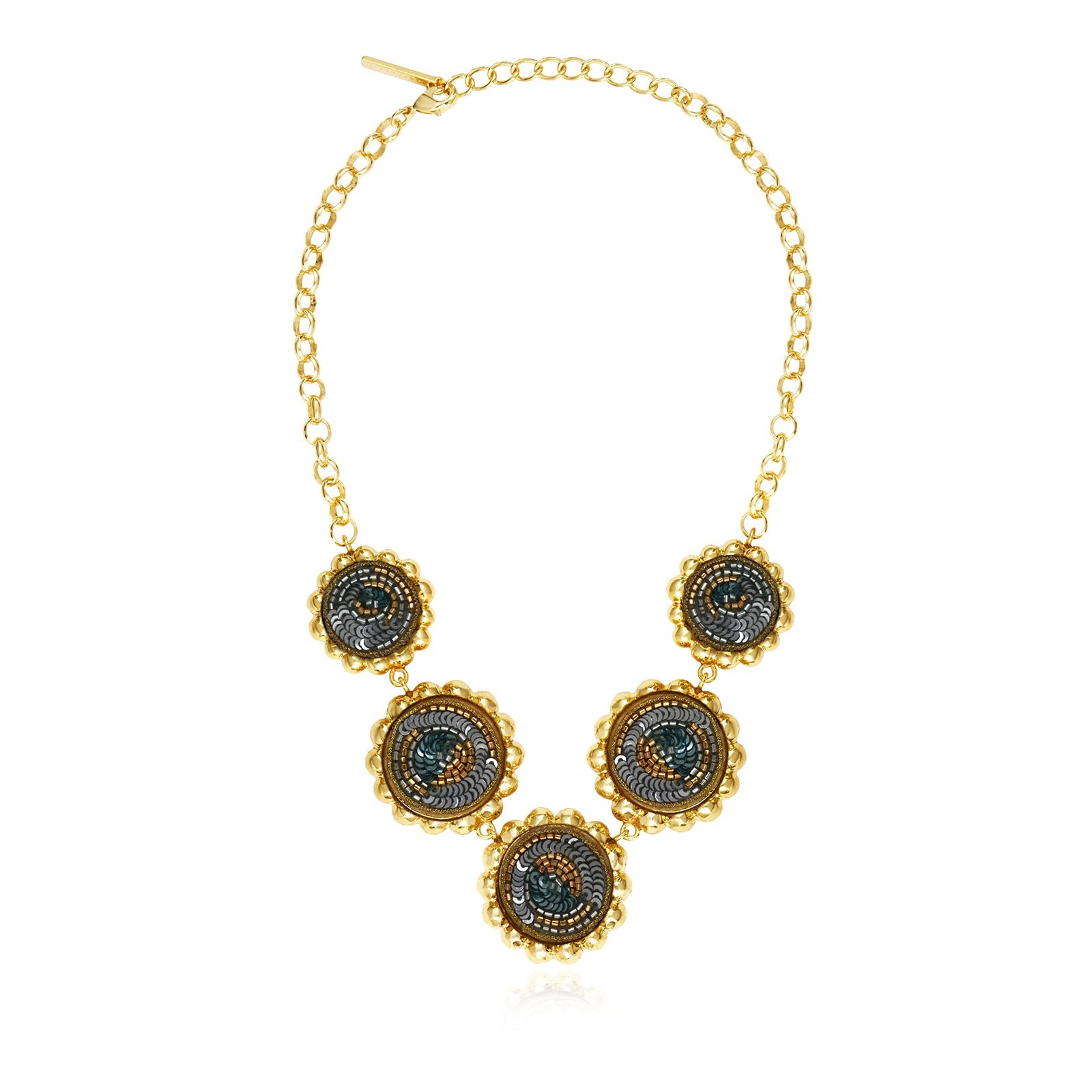 Collier chaîne angèle ronds brodés SATELLITE PARIS Vert