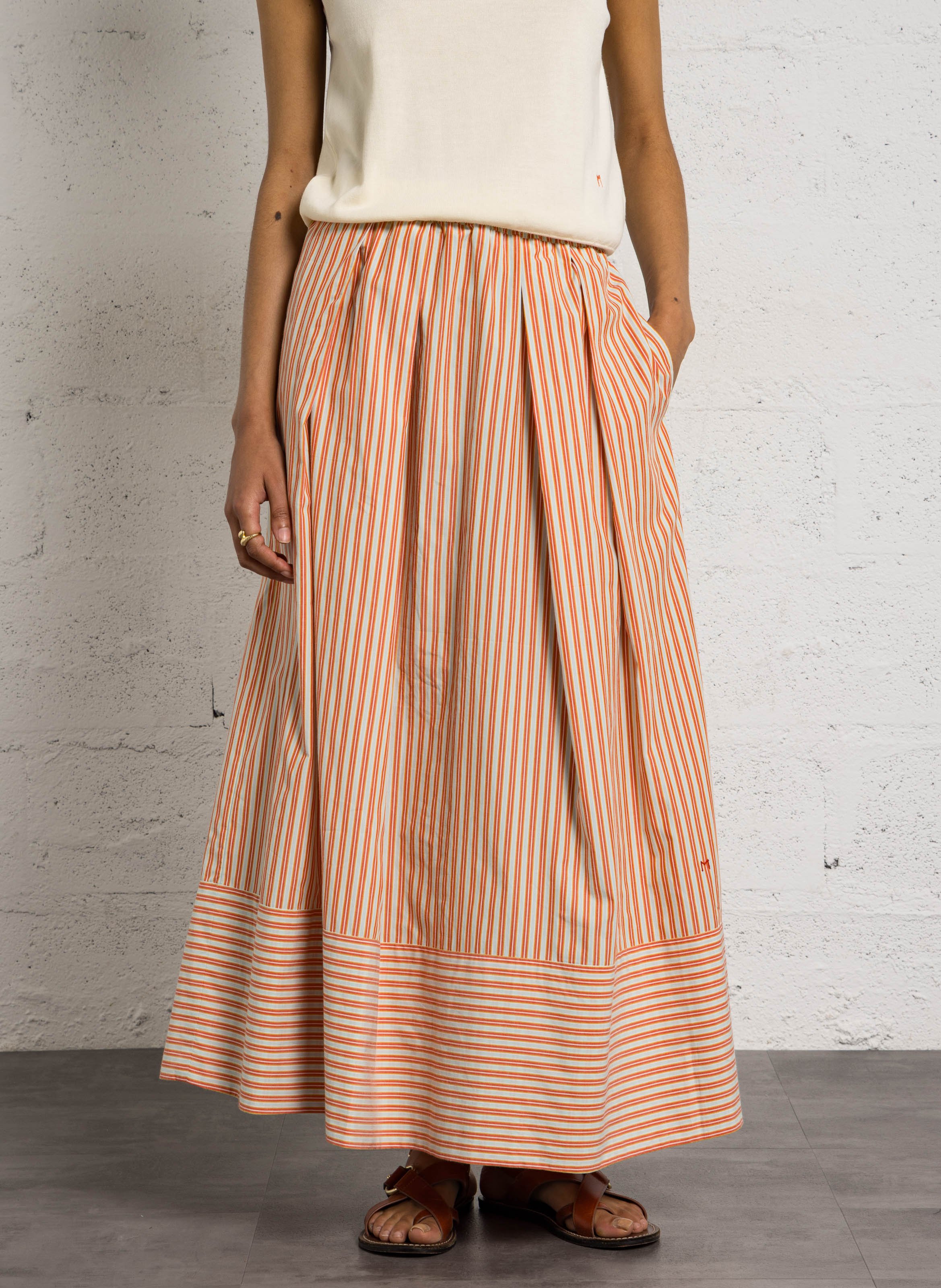 Jupe longue évasée taille haute MOISMONT Rouge