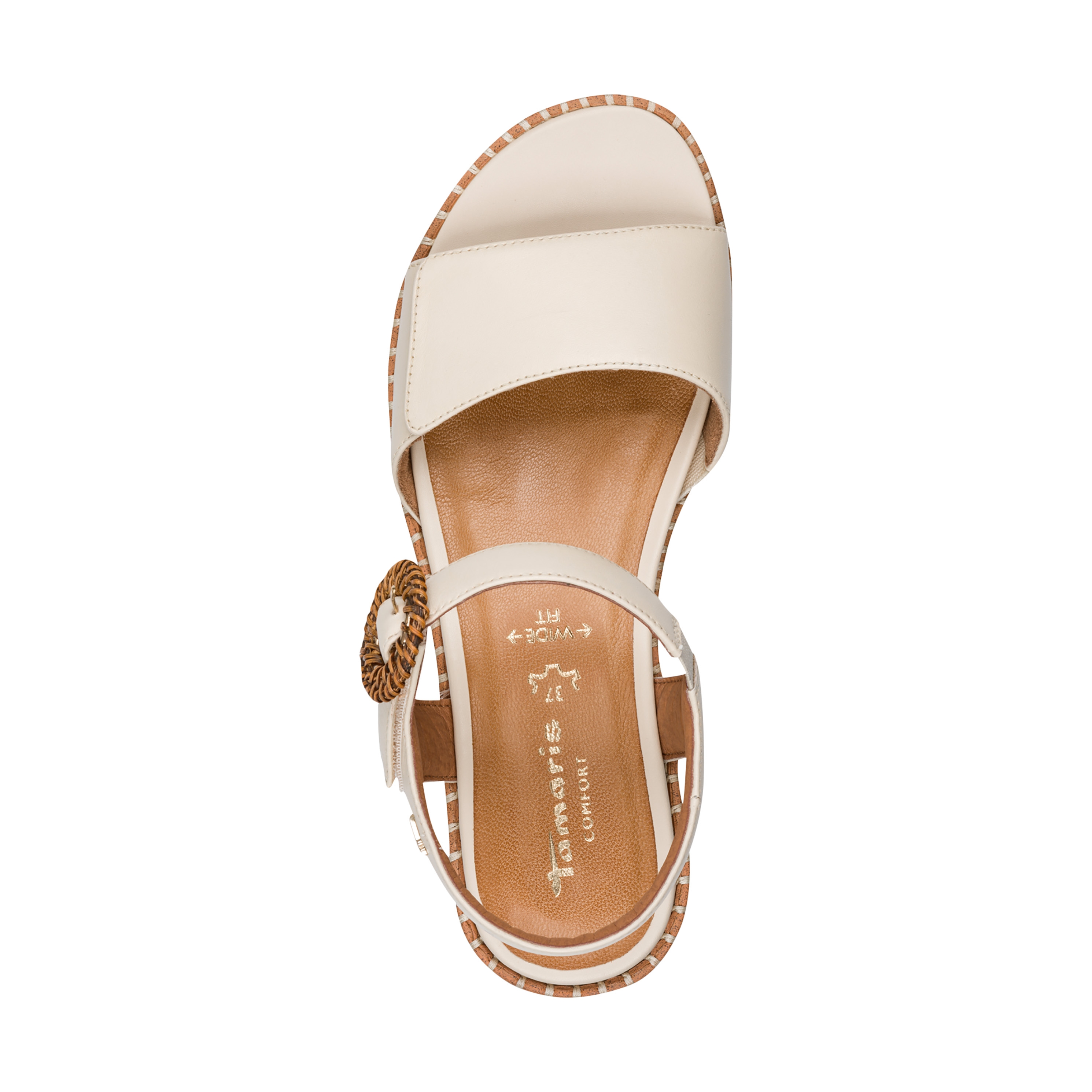 Sandales cuir compensé  comfort TAMARIS Beige