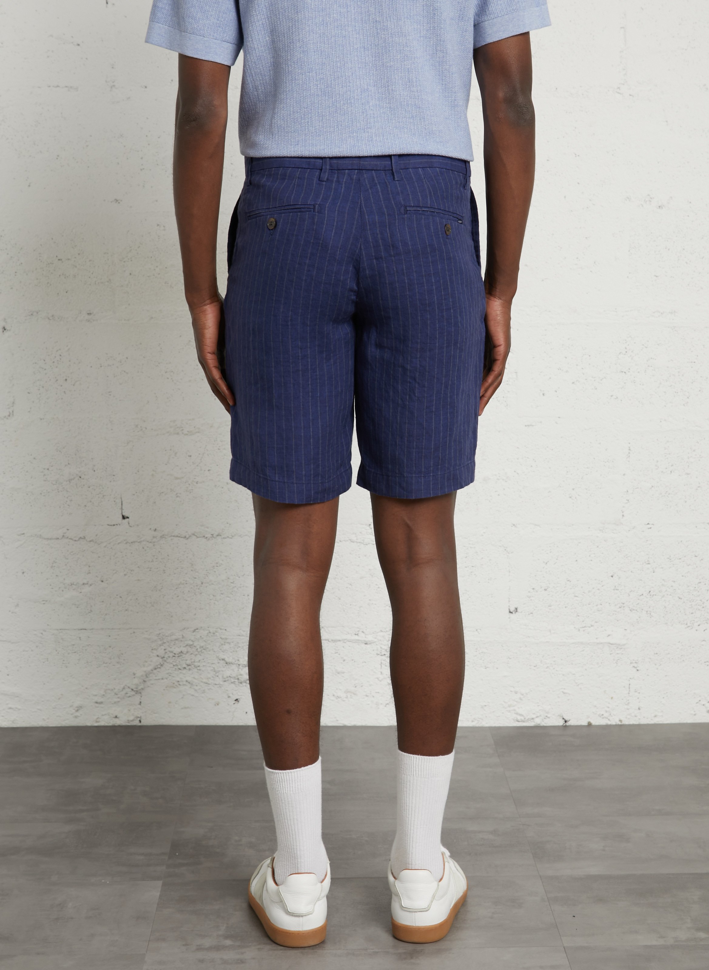 Short droit en lin HACKETT Bleu