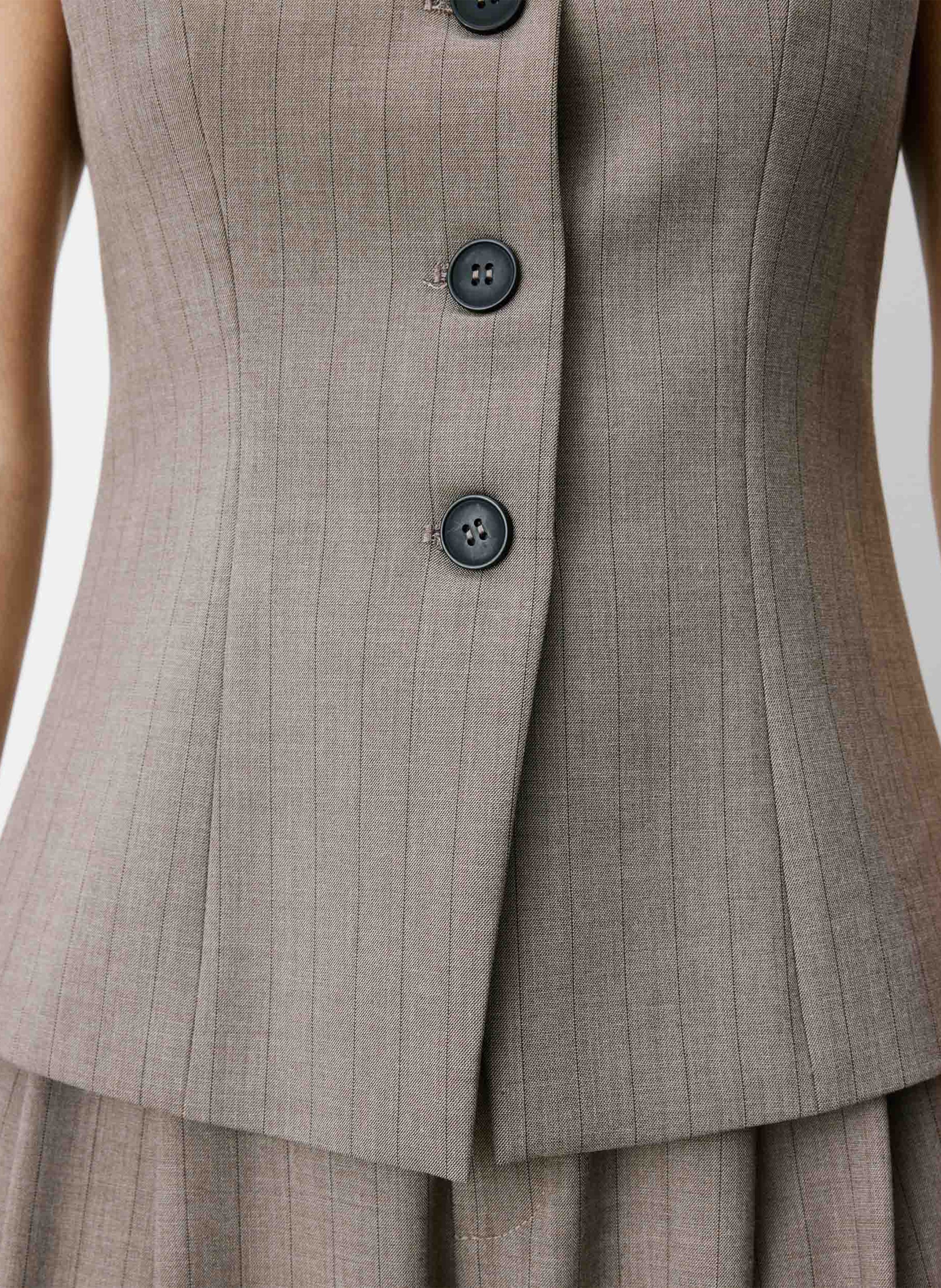 Gilet droit col rond rayé GRACE ET MILA Marron