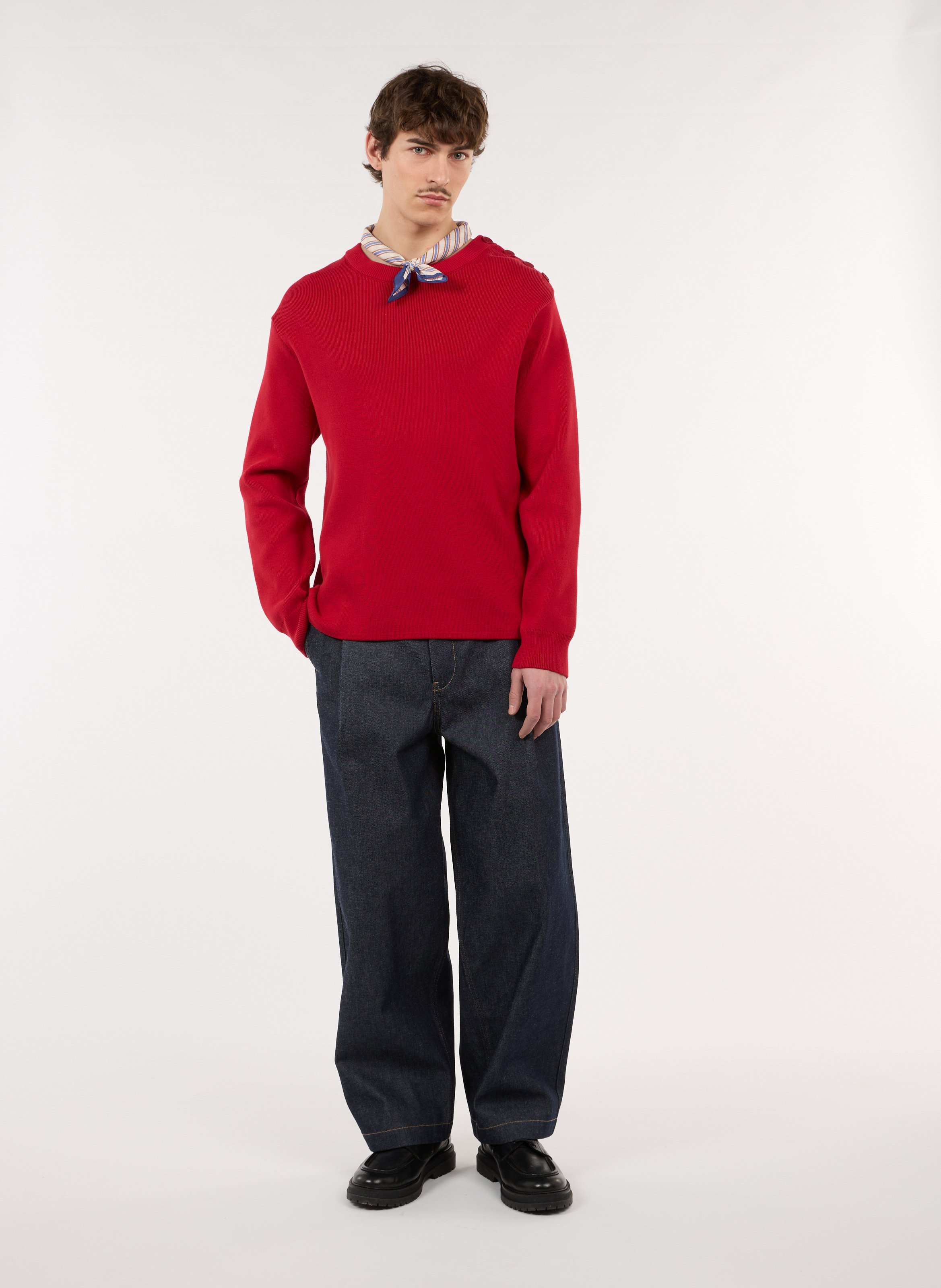 Gerader Rundhals-Pullover aus Baumwolle SAISON 1865 Rot