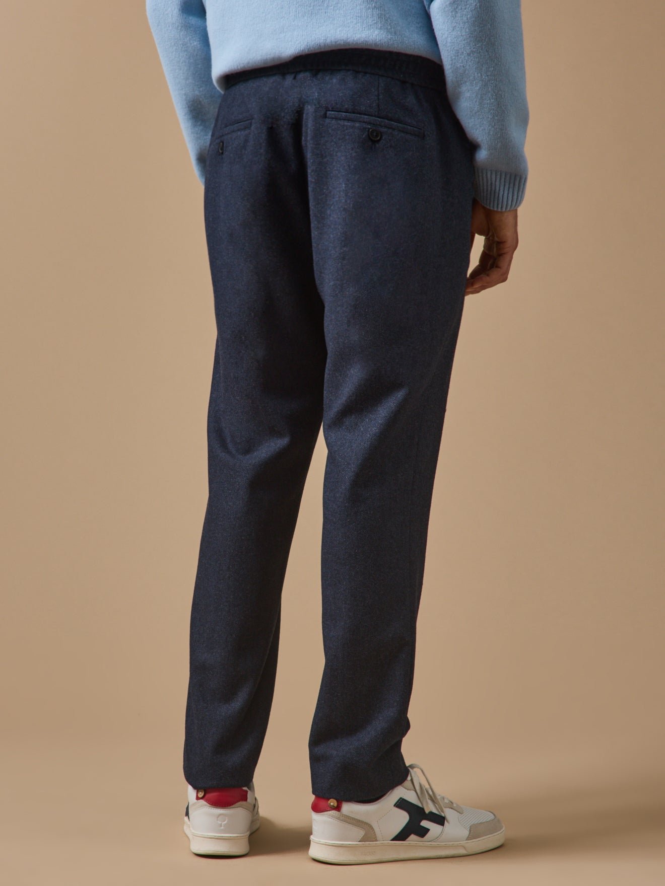 Elasticated Waist Wool Pants CYRILLUS Blue