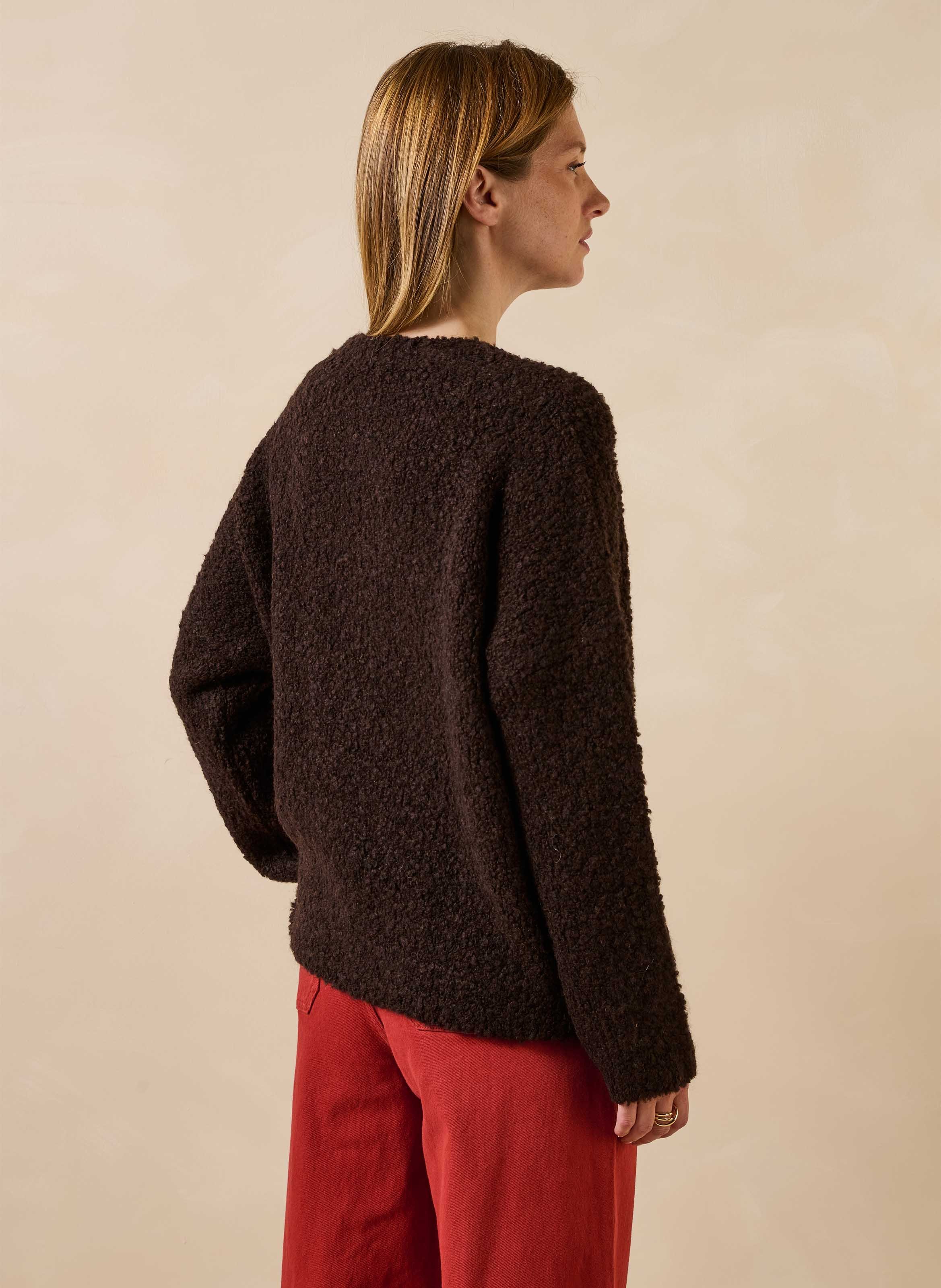 Pull oversize en laine mélangé LA FEE MARABOUTEE Marron