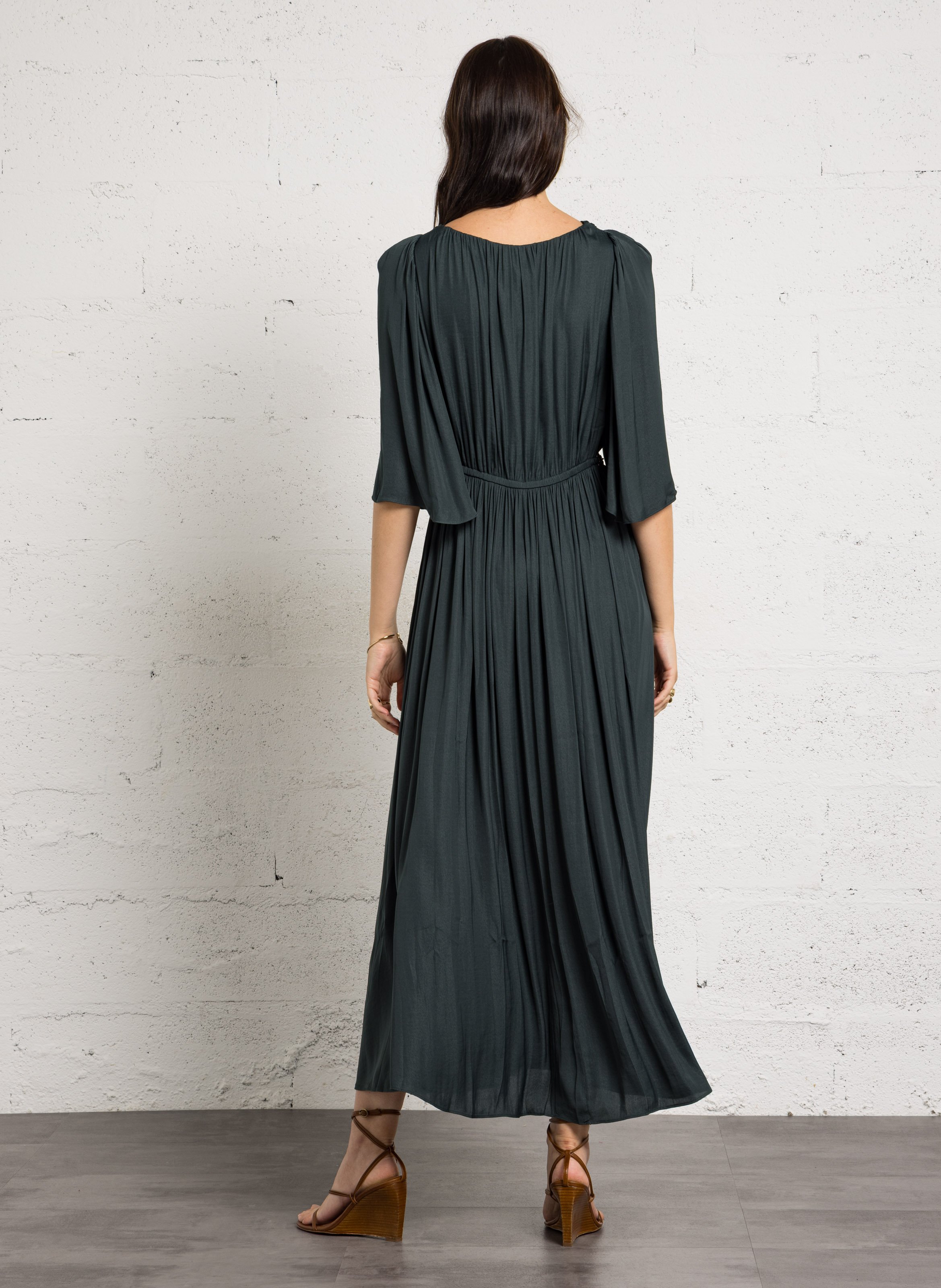 Robe longue col V unie MAISON 123 Bleu